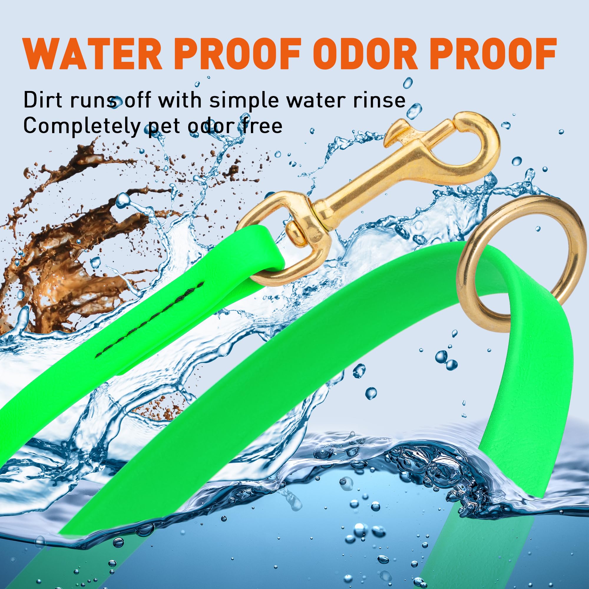 Viper Biothane K9 Working Dog Leash Waterproof Lead for Tracking Training Schutzhund Odor-Proof Long Line with Solid Brass Snap for Puppy Medium and Large Dogs 6ft, Tropical Green - image 4