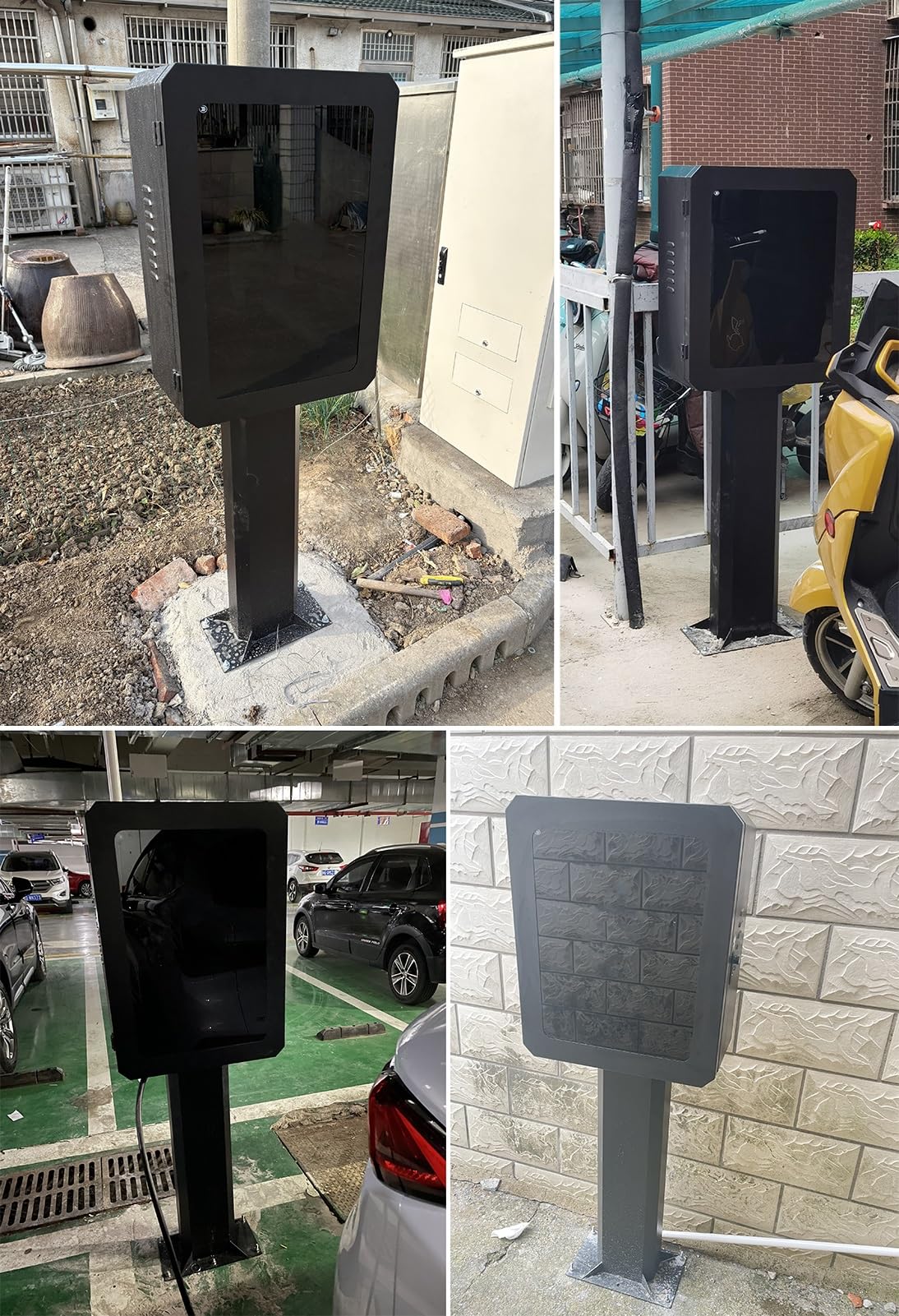 Stojak na Ładowarkę EV Wodoodporna Kolumna Ochronna Ładowarki Ev, Stojak na Ładowarkę Ev na Zewnątrz, Stos do Ładowania Pojazdów Elektrycznych, Uchwyt na Przewód Stacji Ładowania Ev(Black)
