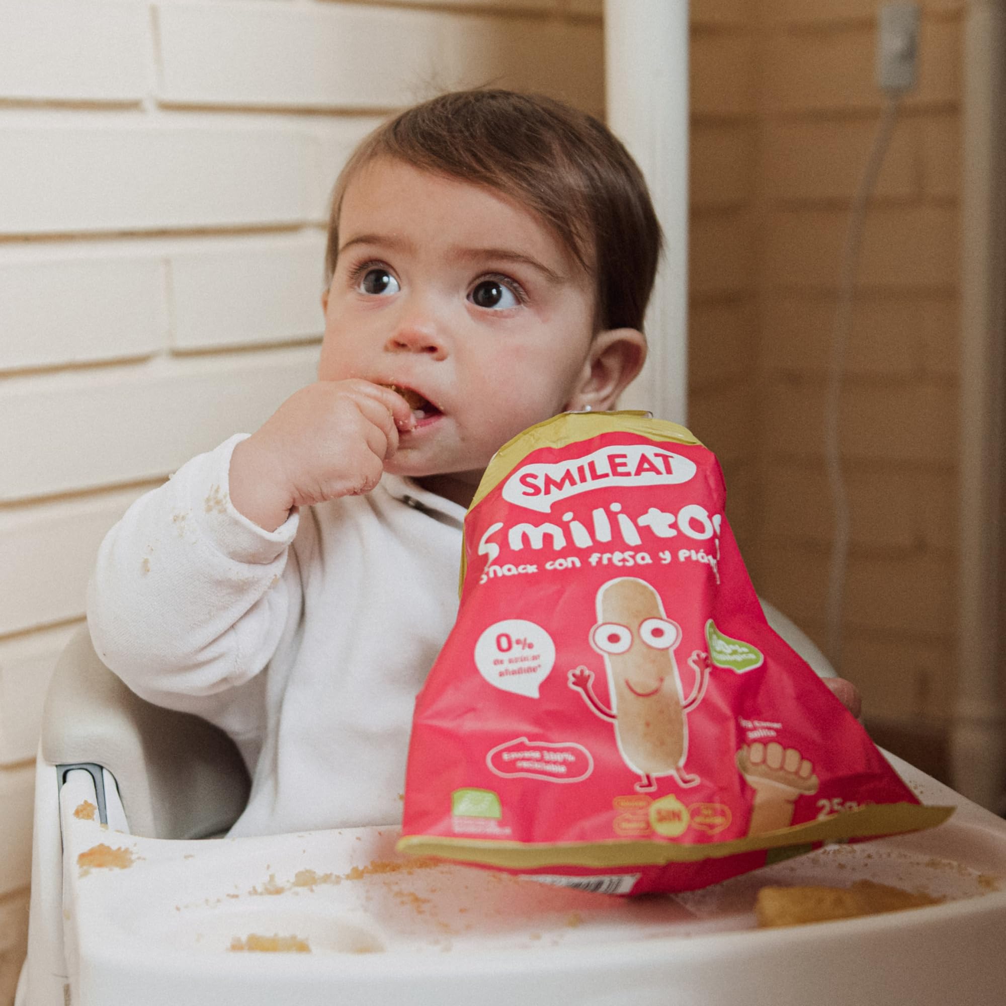 Smileat Bolsas de Snacks Ecológicos de Maíz Fresa y Plátano Pack 12 x 25g