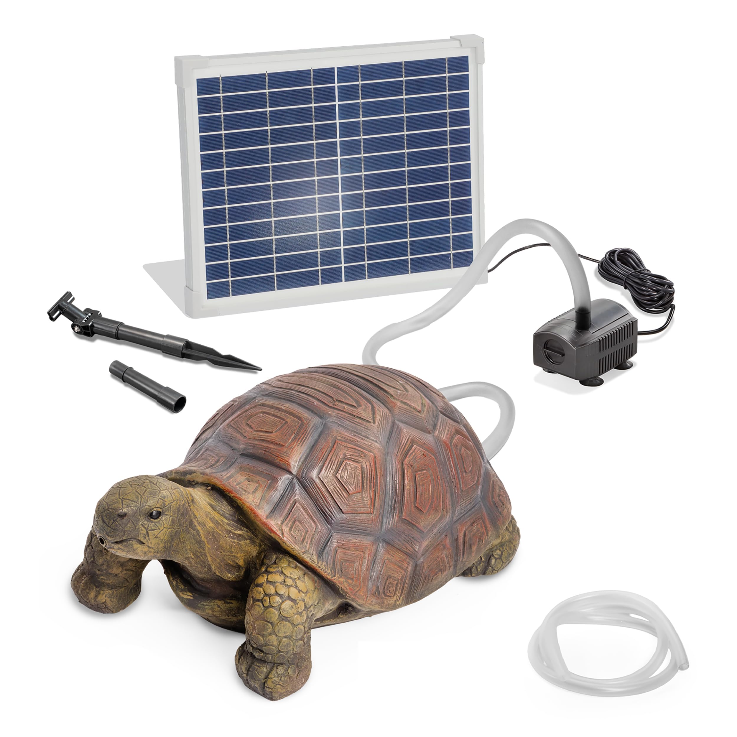 Esotec Solar Wasserspeier Komplettset, Schildkröte Maru, Gartenteich Wasserspiel, Vogeltränke, Vogelbad, Gartenbrunnen mit Solarpumpe, 12Wp, H=23cm 101673