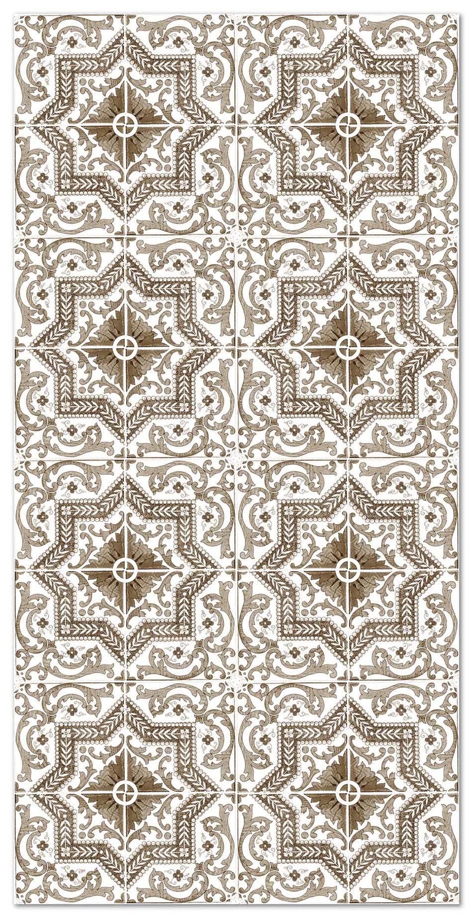 Panorama Tapis Vinyle - Modèle Carreaux Ciments Tolédo Brun 80x150 cm - Différentes Tailles - Deco Maison, Cuisine, Chambre et Exterieur