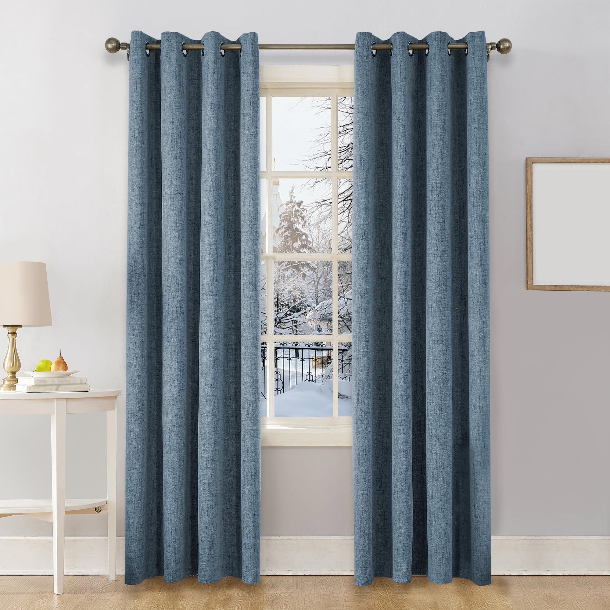 CUCRAF 100% Blackout Curtains Light Blue Curtains 84 Inch Drop 2 Panels ...