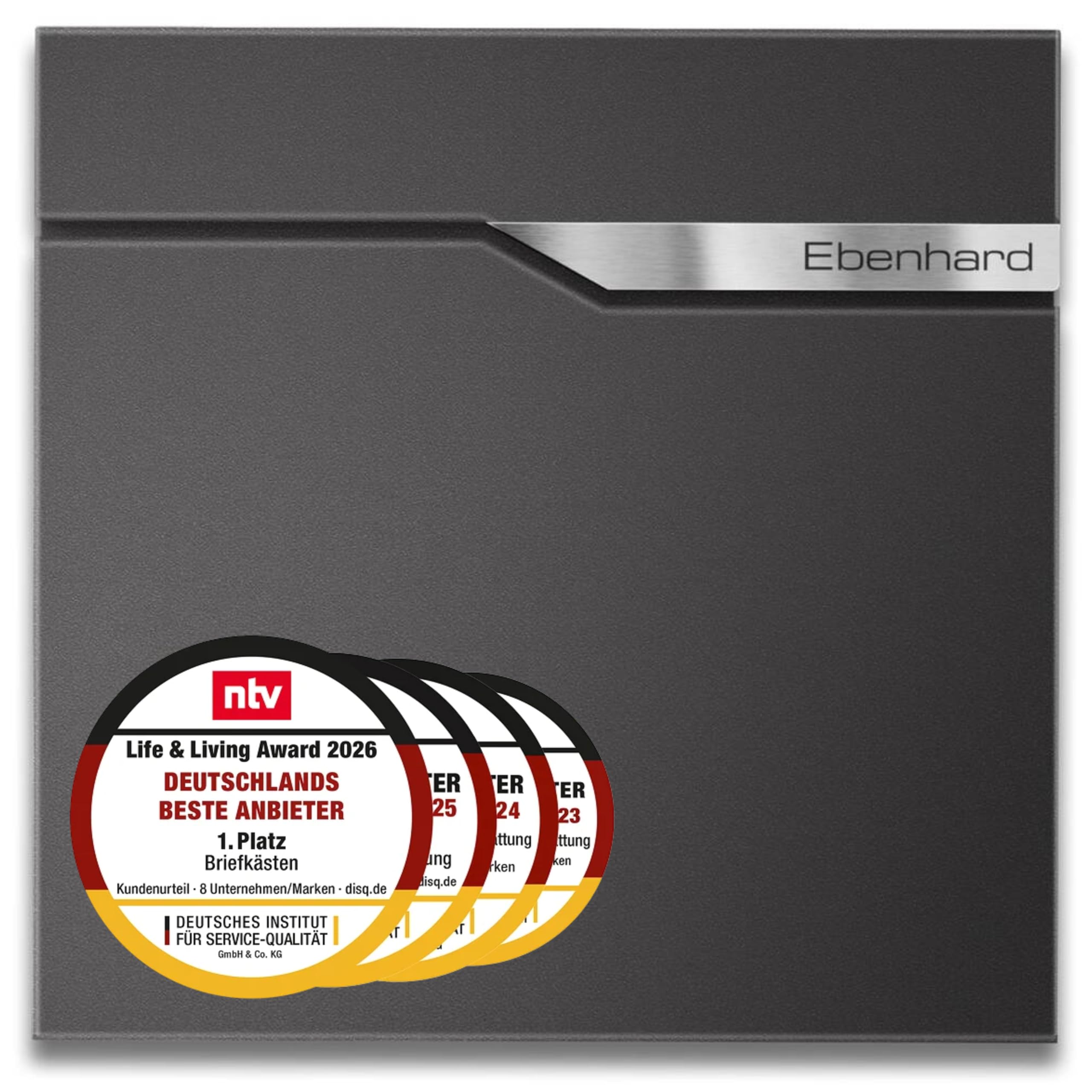 Metzler buzón Moderno Ebenhard en DB 703 Gris micáceo – buzón de Pared con Compartimento para periódicos – buzón con Placa de Nombre de Acero Inoxidable V2A – tamaño: 37 × 37 × 10,5 cm