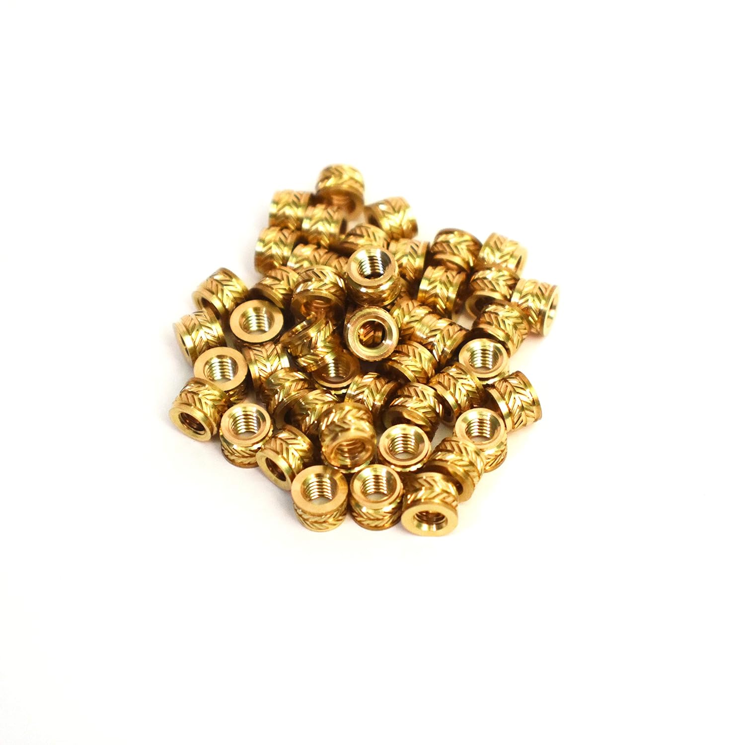 [ J&J Products, Inc ] M4 Brass Insert 50pcs,6.5mm OD, 4.7 mm Length, Female M4 Thread, Press Fitting or Heat Sink or Injection Molding Type, 50 pcs