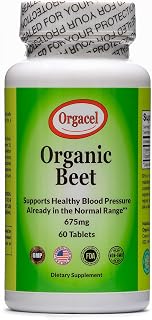 High Strength Organic Beet Supplement, Non-GMO. High Blood Pressure Support. 60 Tablets, 675 Mg per Tablet. GMP Certified
