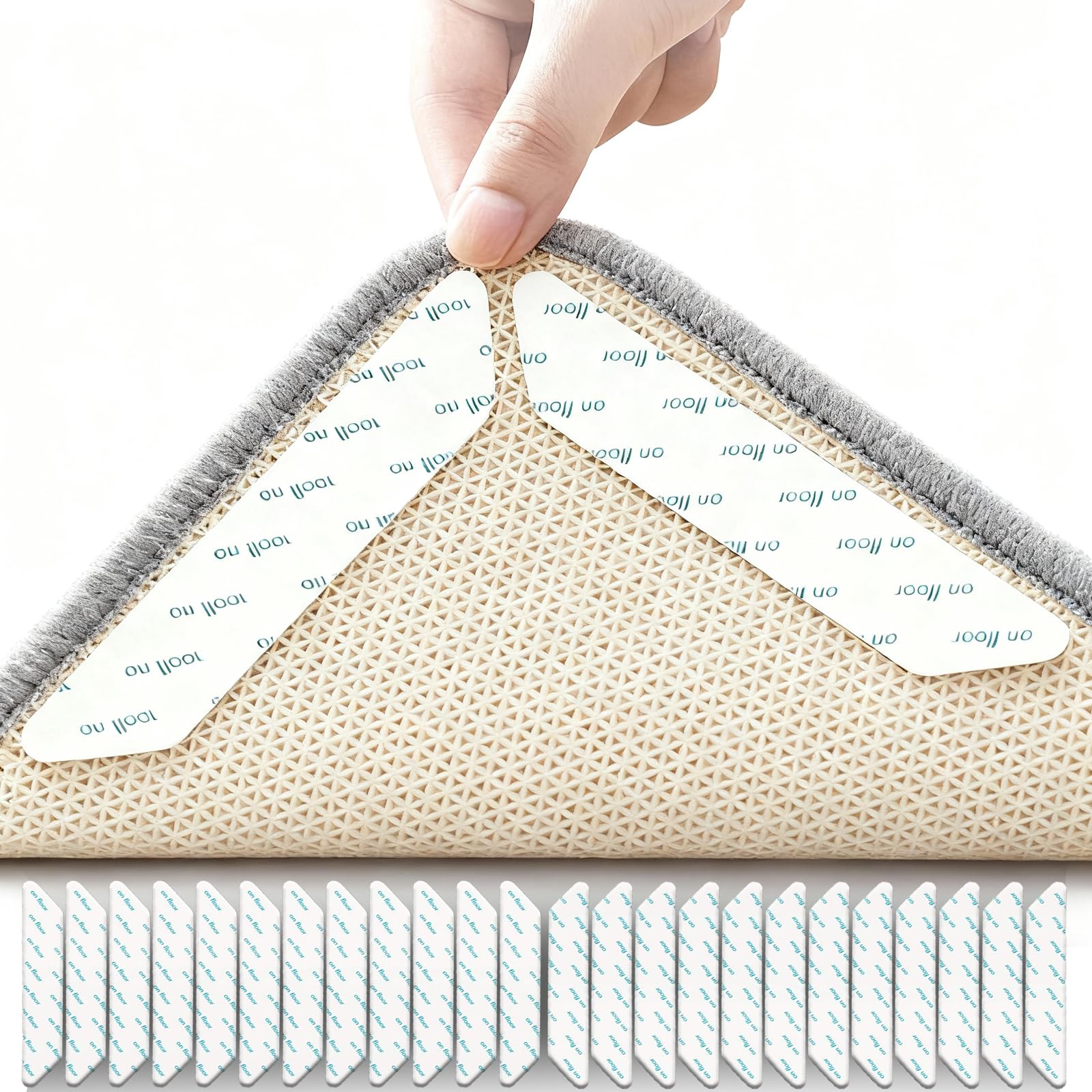 Carpet Grippers for Laminate Floors, Multipurpose Carpet Underlay, Cut to Size, Non-Slip, Reusable, Washable, Self-Adhesive, Prevents Curling and Bunching, 24 Pieces-image-37