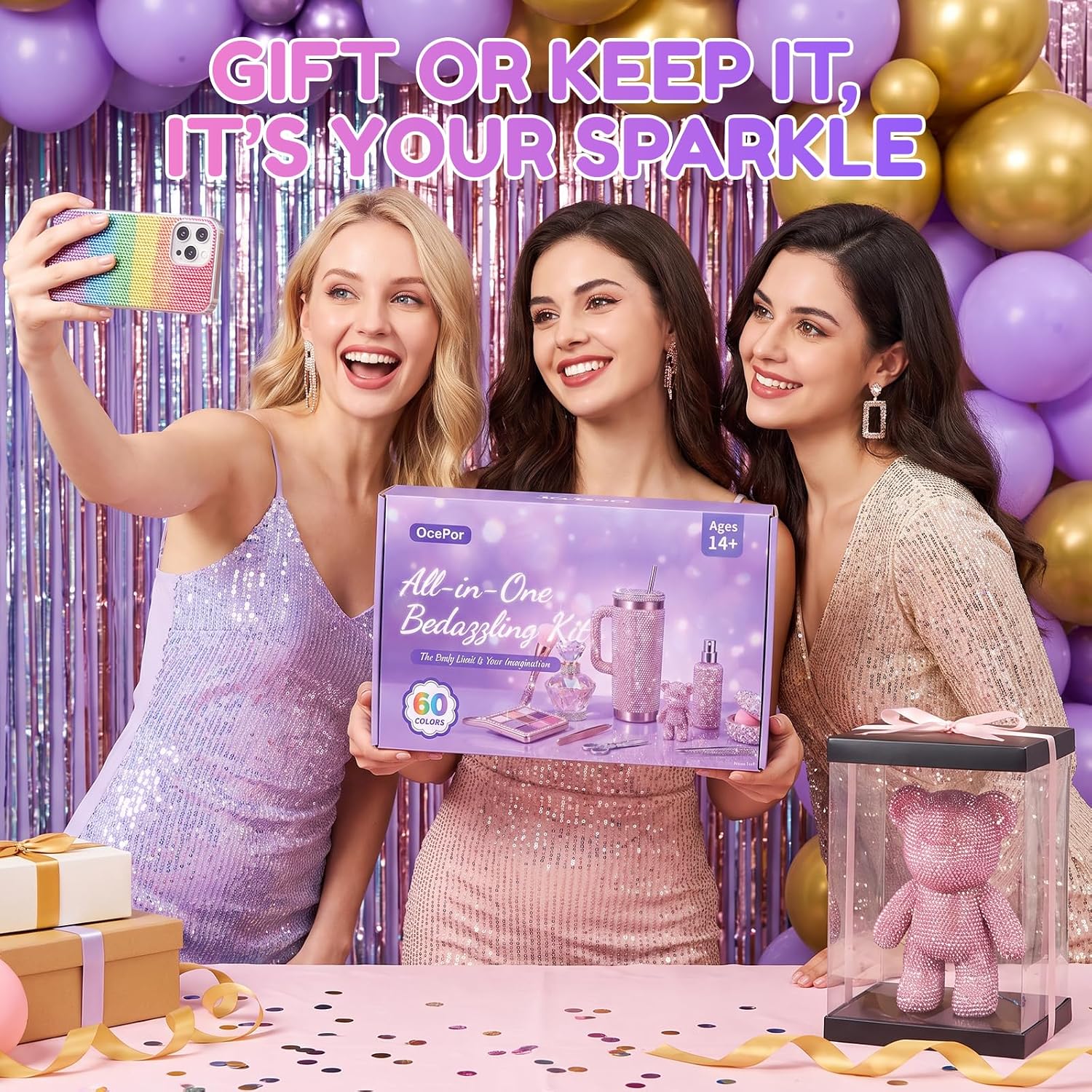 60 Colors Bedazzling Kit 90000Pcs，Diamond Bedazzler Kit with Rhinestones