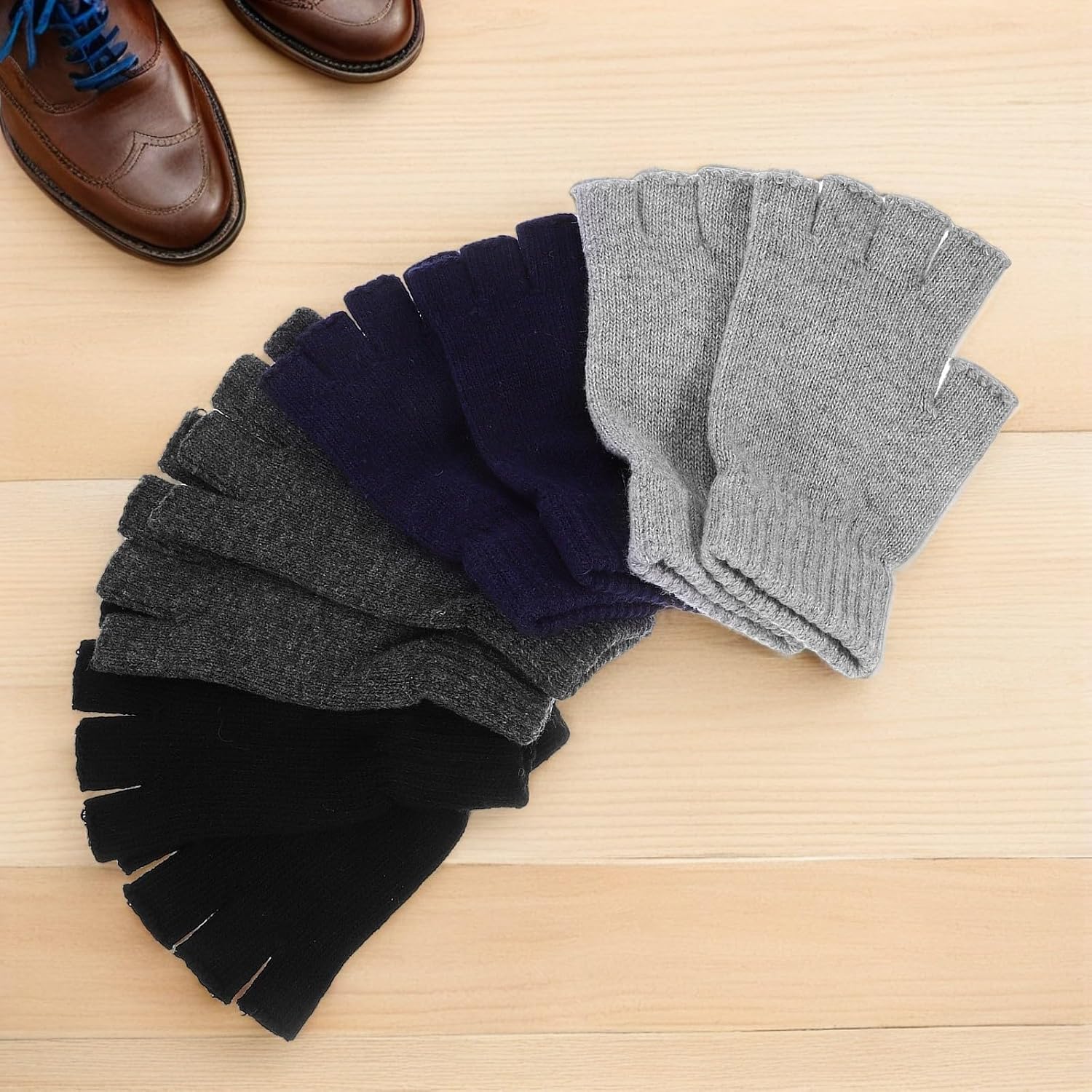 Thumbless Knit Gloves for Outdoor Activities and Multiple Occasions 4 Pairs Acrylic Fiber Half Finger Gloves that Lock in Warmth and Enhance Hand Comfort for Women and Men