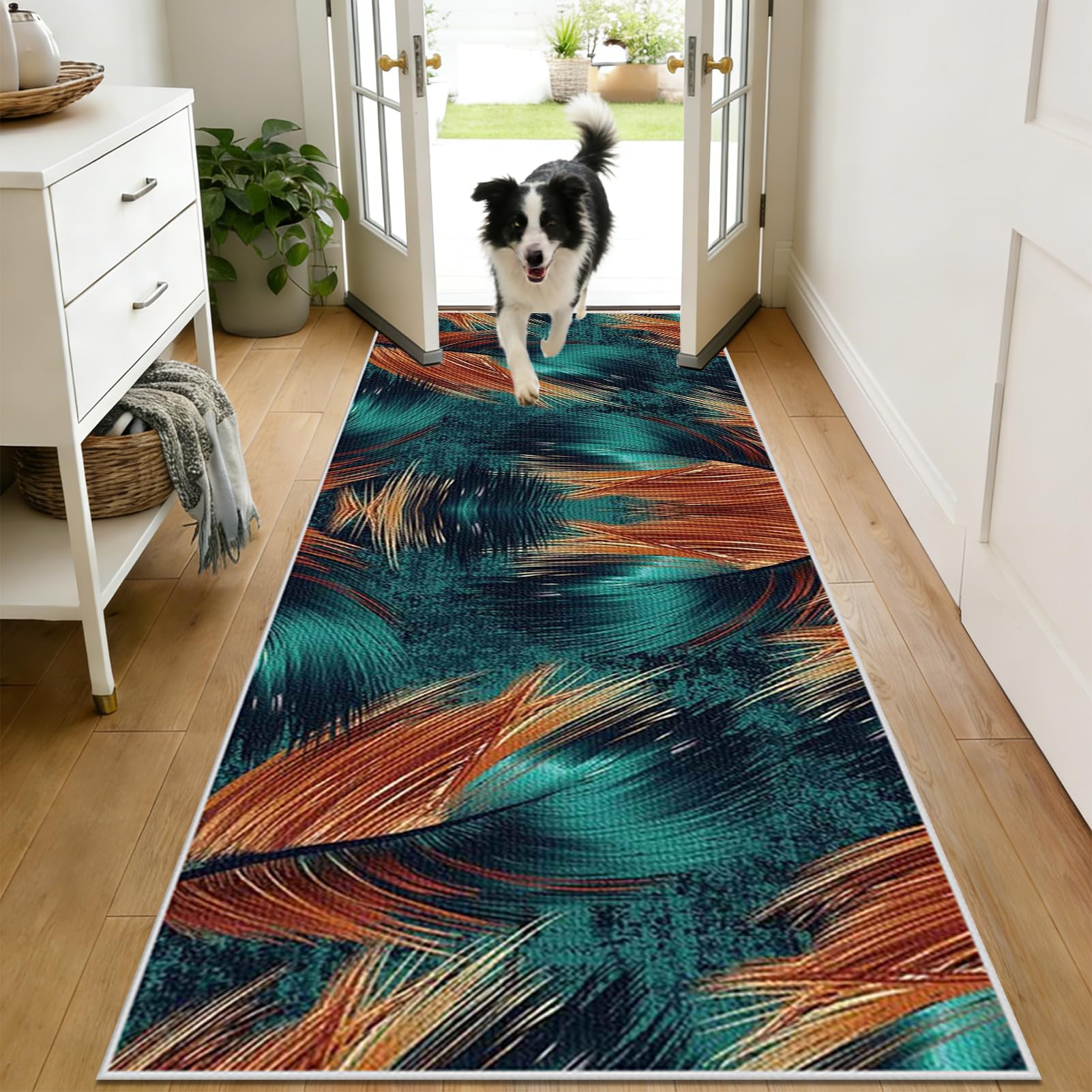 Dywany na korytarz, antypoślizgowy, zmywalny, do przedpokoju, geometryczny wzór, chodnik do przedpokoju, kuchni, przy łóżku, pralni, 90 x 250 cm