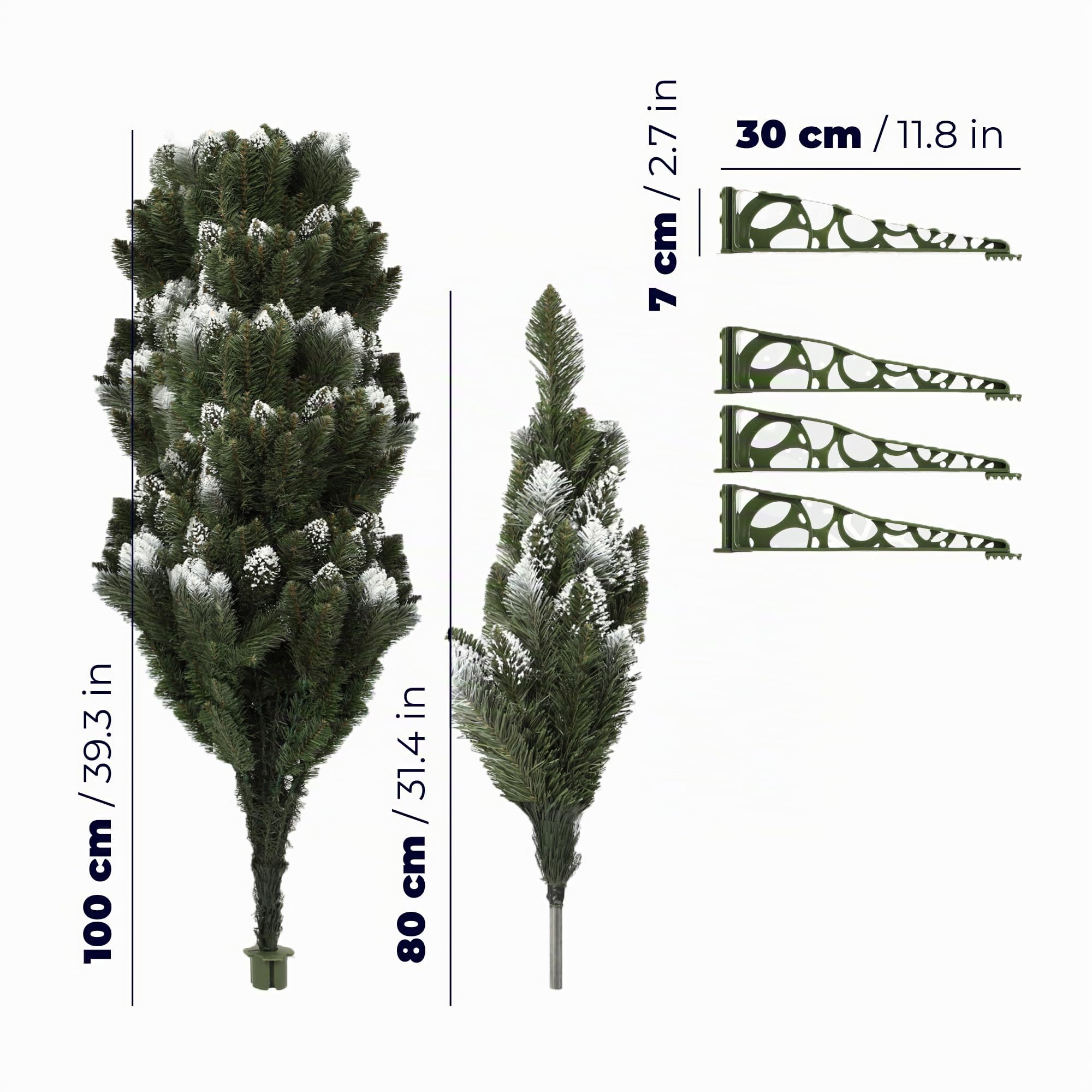 KADAX Pin de Diamant avec Billes argentées et Pneu de Givre, Sapin de Noël 180 en Film PVC, Sapin de Noël Artificiel avec 385 Branches, Sapin avec Support en Plastique Ø env. 110 cm