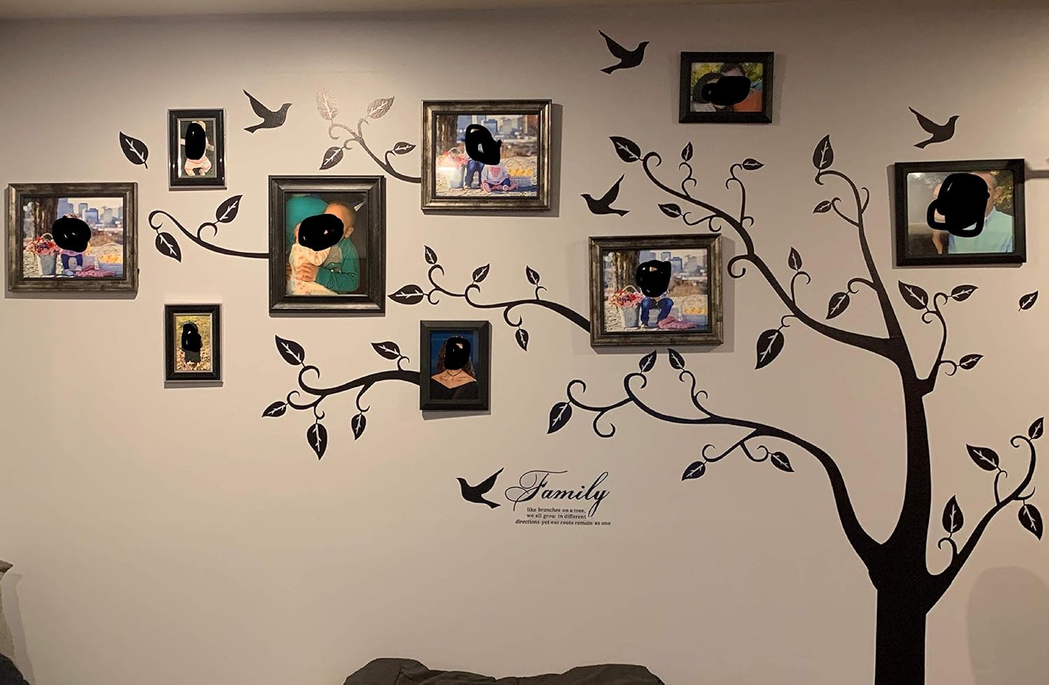 zhiyu&art decor Large Family Tree Wall Decal, DIY Black Photo Frame Wall Decor Sticker Mural Decal Art Décor for Living Room Home Decor(Black Tree)