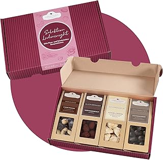 WELLNUSS Geschenkidee für Frauen „Ladiesnight – Best of Chocolate“ – 4 edle Schoko-Nuss-Spezialitäten im Geschenkkarton – Premium Snacks mit Mandeln, Cashews, Cranberries (4 x 60g)