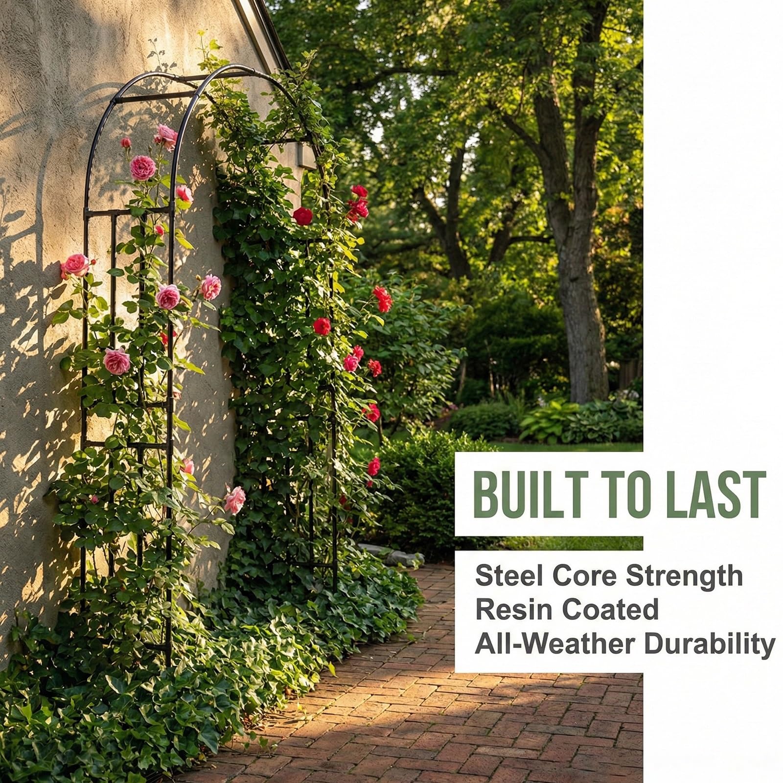 Arco da giardino per piante rampicanti, pergolato in acciaio resistente alla ruggine per arco nuziale, telaio decorativo per cancello ad arco per cortile