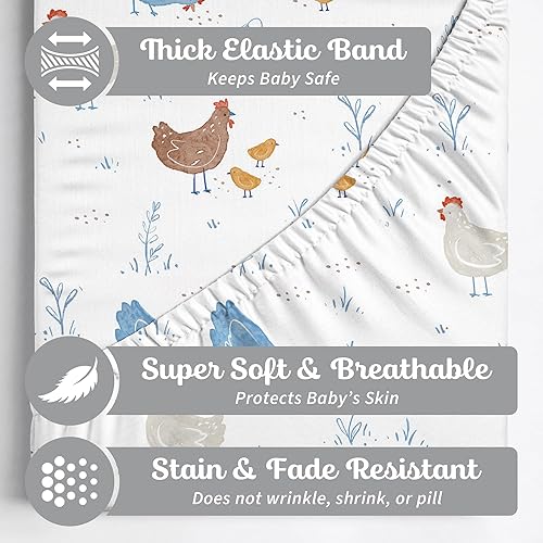 Miniatura 9 de Sorrel + Fern Paquete de 2 sábanas para cuna estándar (aeroplanos y nubes de acuarela), sábanas bajeras de primera calidad, mezcla de algodón suave