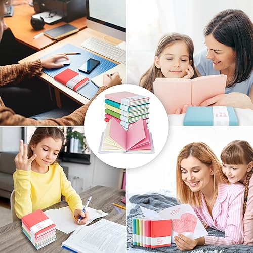 Miniatura 7 de Paquete de 6 cuadernos de bolsillo pequeño, mini bloc de notas, lindo diario forrado con cubierta de piel sintética, cuaderno portátil a granel para