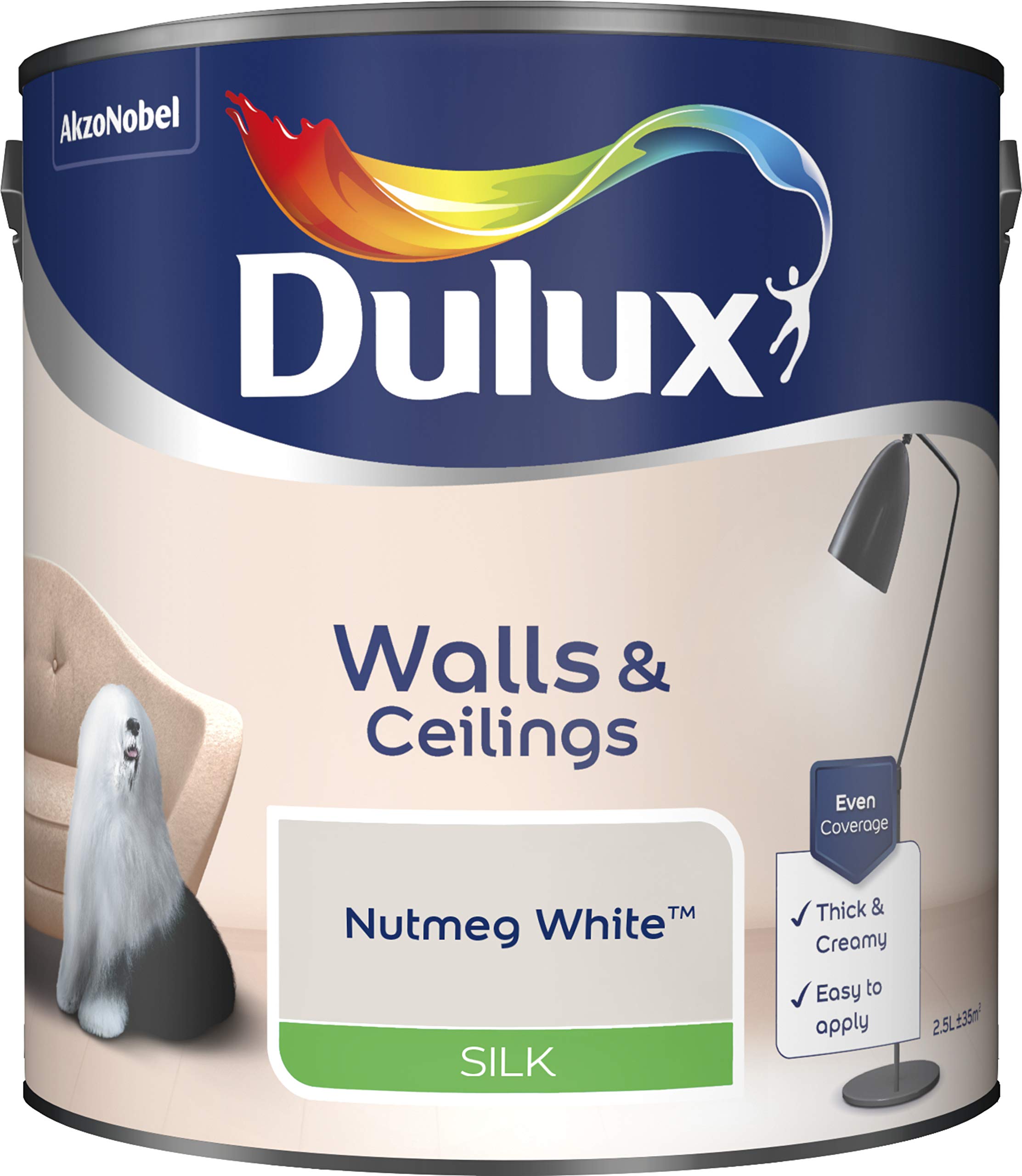 Dulux Paints 2.5 Litre Ready Mixed Silk Nutmeg White