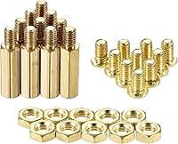 Vista 11 de uxcell M4 - Espaciador hexagonal de latón de 0.669 in+0.236 in macho-hembra, kit de tuercas roscadas para placa base PCB, placa de circuito
