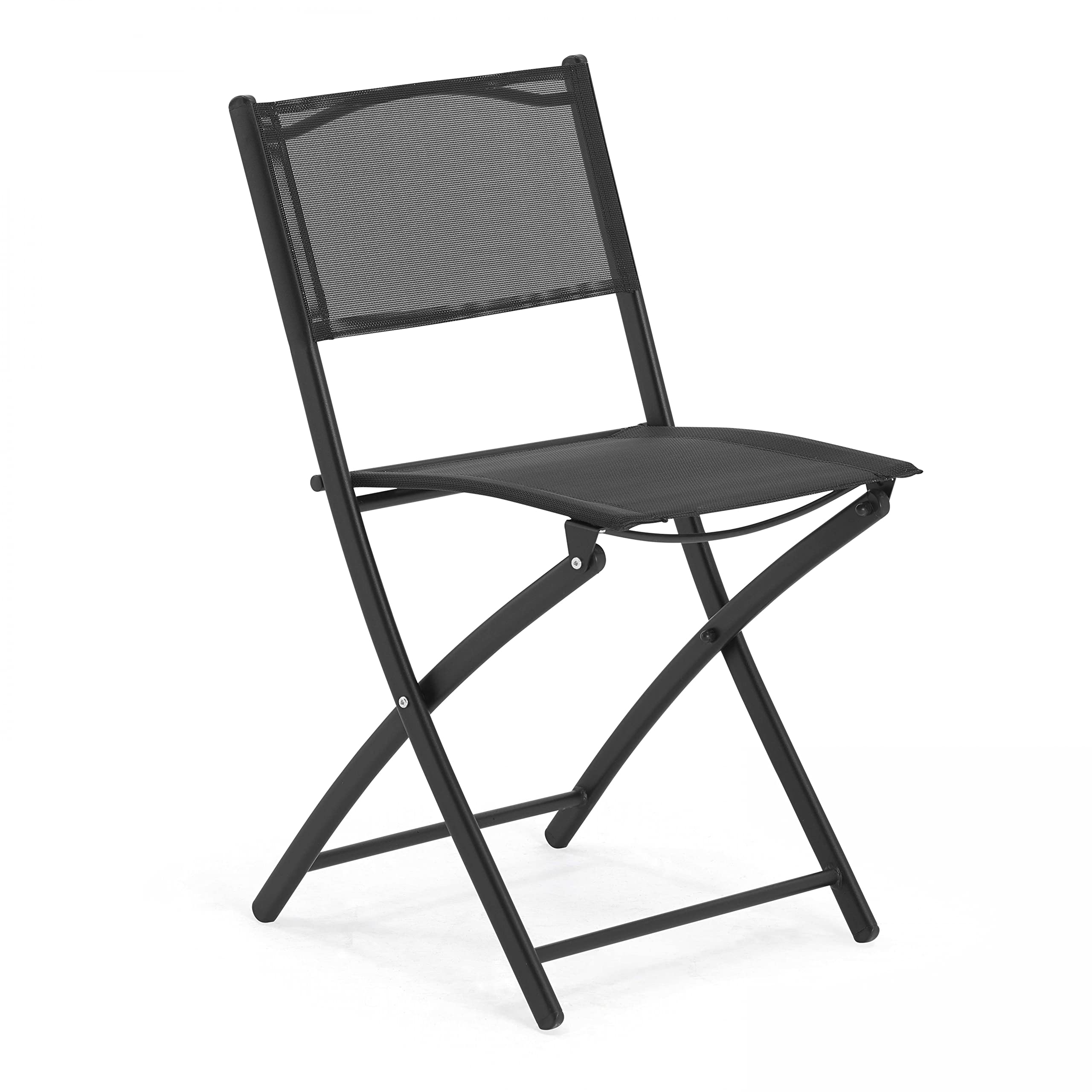 Oviala Table de Jardin et 4 chaises Pliantes en Acier et Verre Noir