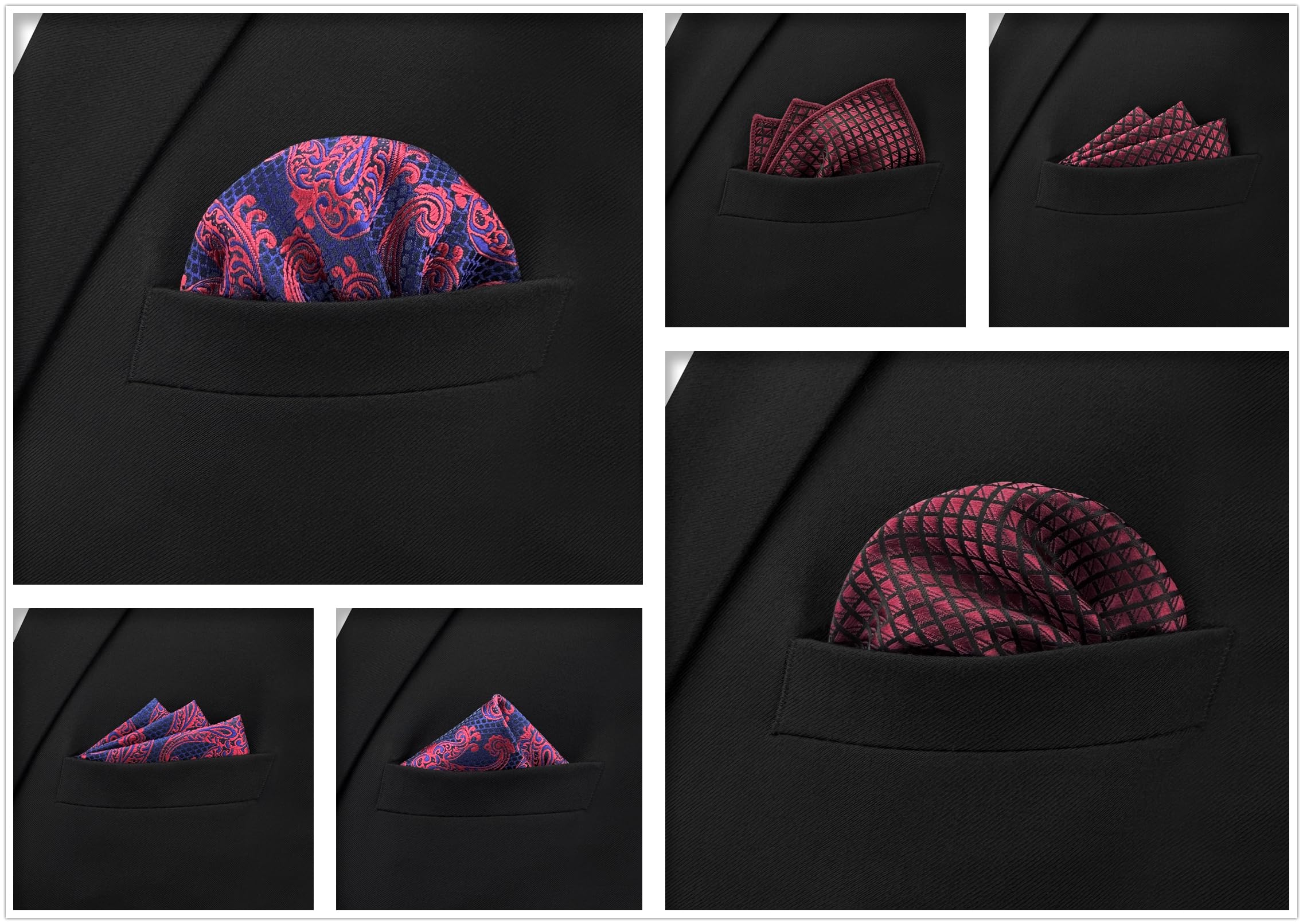 S&W SHLAX&WING 5 Pieces Pañuelo De Bolsillo Para Hombre Handkerchiefs Set para chaqueta de traje — view 4