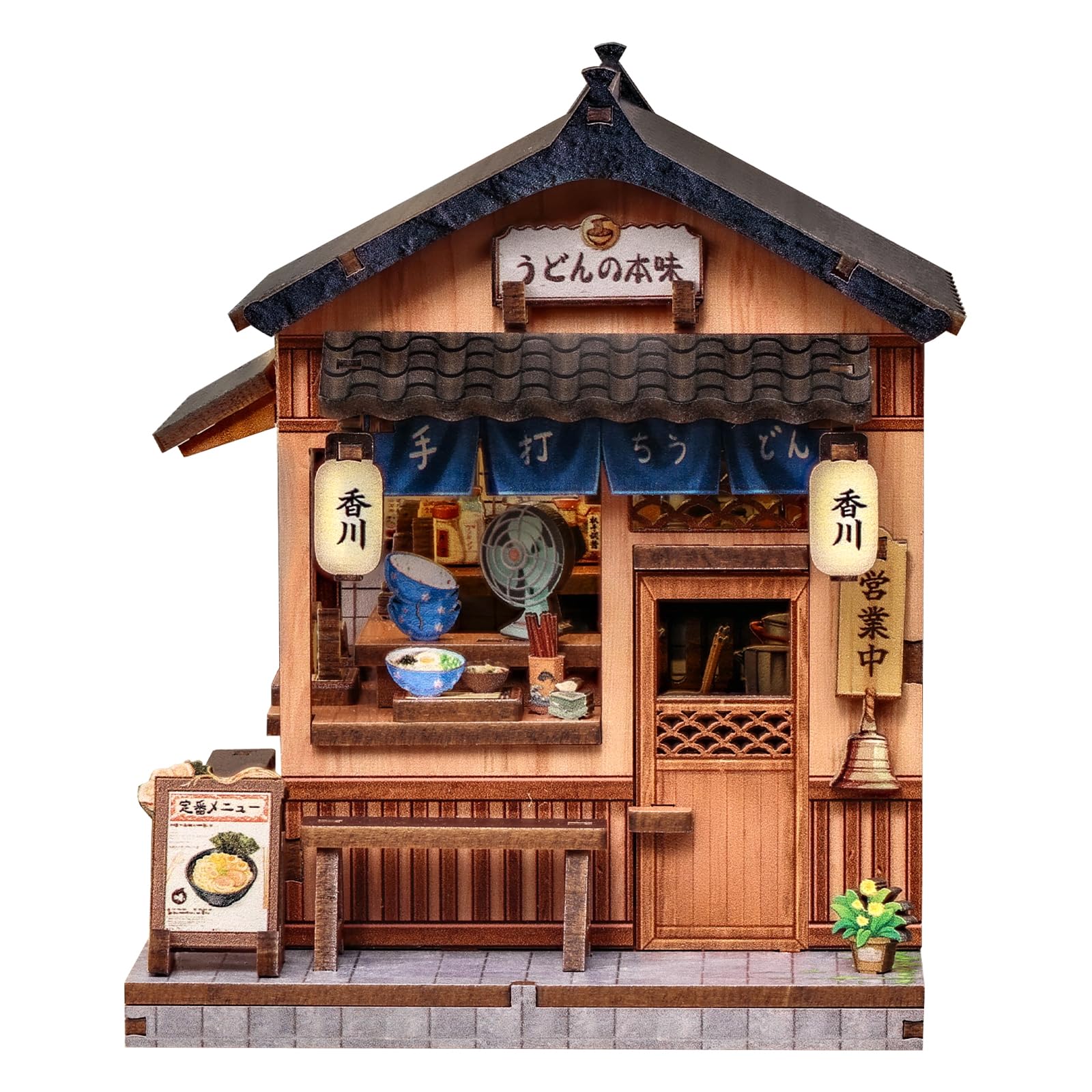 Kit de rincón de libros, miniaturas de casas de muñecas, estilo japonés, decoración decorativa del hogar, gran regalo para adultos y adolescentes (Kagawa Udon House)