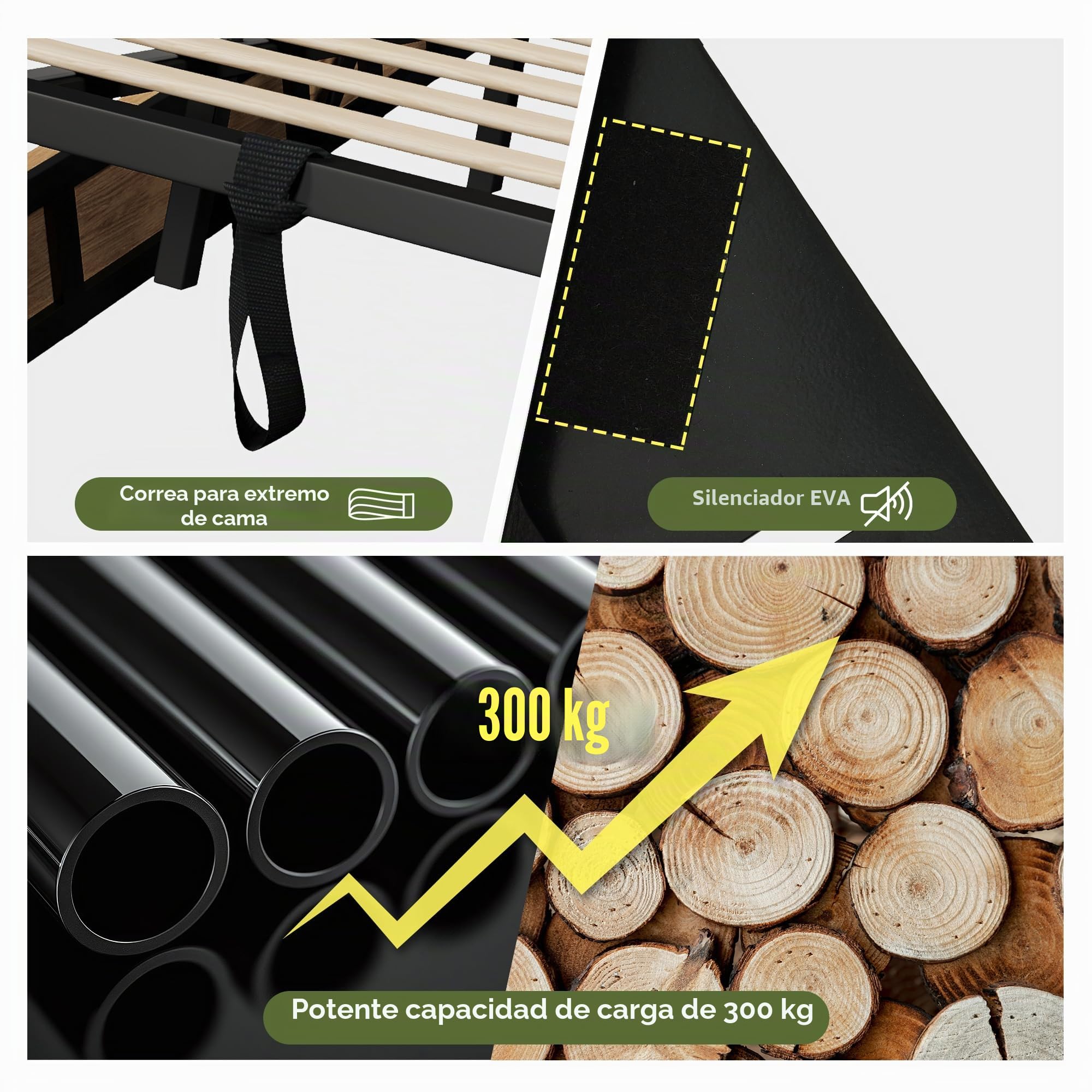 Cama de matrimonio de 160 x 200 cm con cajones y puerto de carga USB y tipo C de madera, cama de almacenamiento hidráulico, cabecero de almacenamiento, somier con listones de madera, acabado