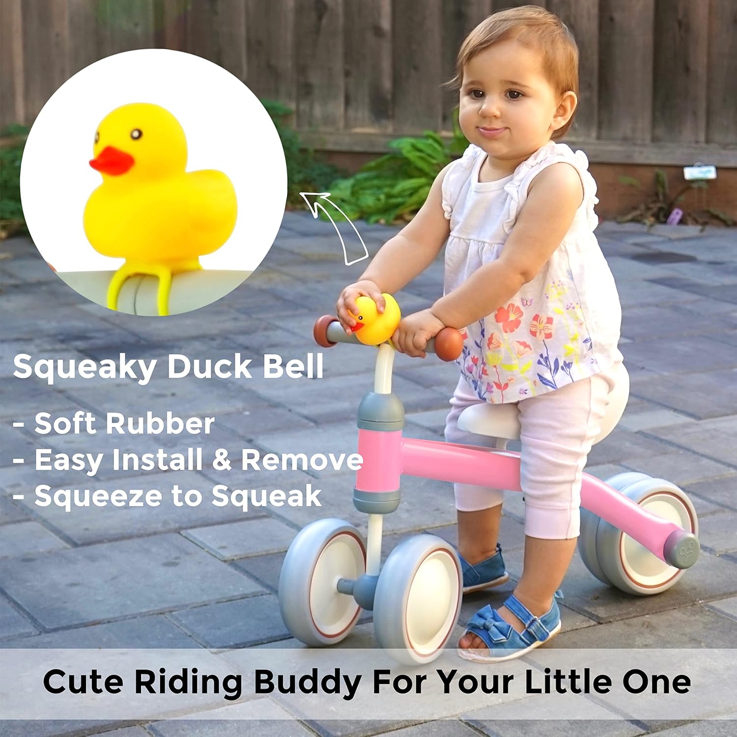 KRIDDO Baby Balance Bike for 1-2 Year Old Boy and Girl Gifts, Toddler Bike with Duck Bell for One Year Old First Birthday Gifts Baby Toys 12 Months to 3 Year Old, Pink : Toys & Games