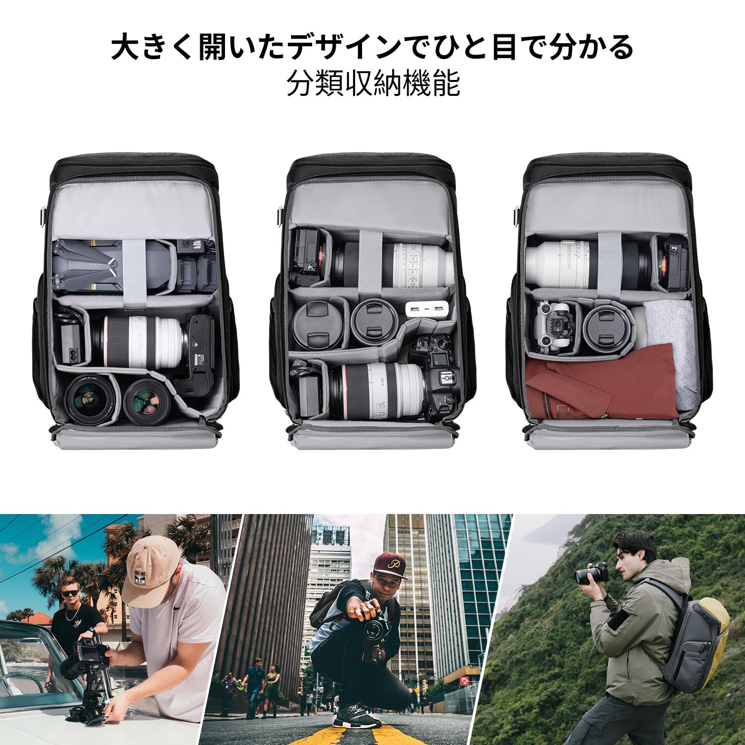 Amazon.co.jp: [K&F CONCEPT] カメラリュックカメラバッグ 一眼レフ