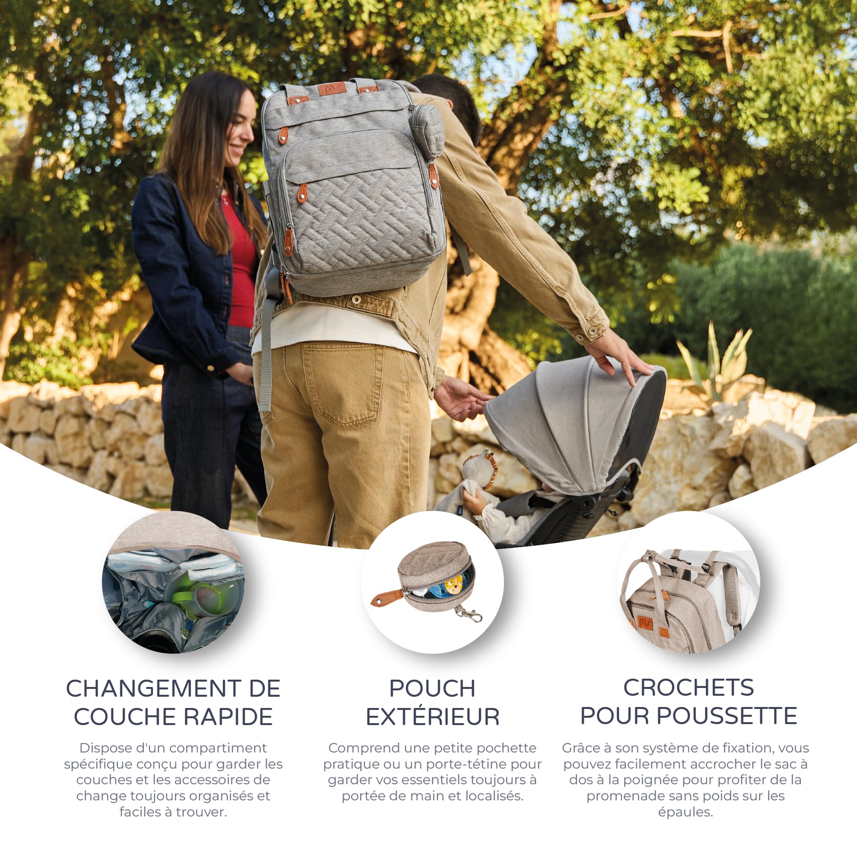 ms Sac à dos de rangement pour bébé, grand sac multifonctionnel pour bébé, porte-tétine et pour maman et papa (unisexe) - Idéal comme cadeau