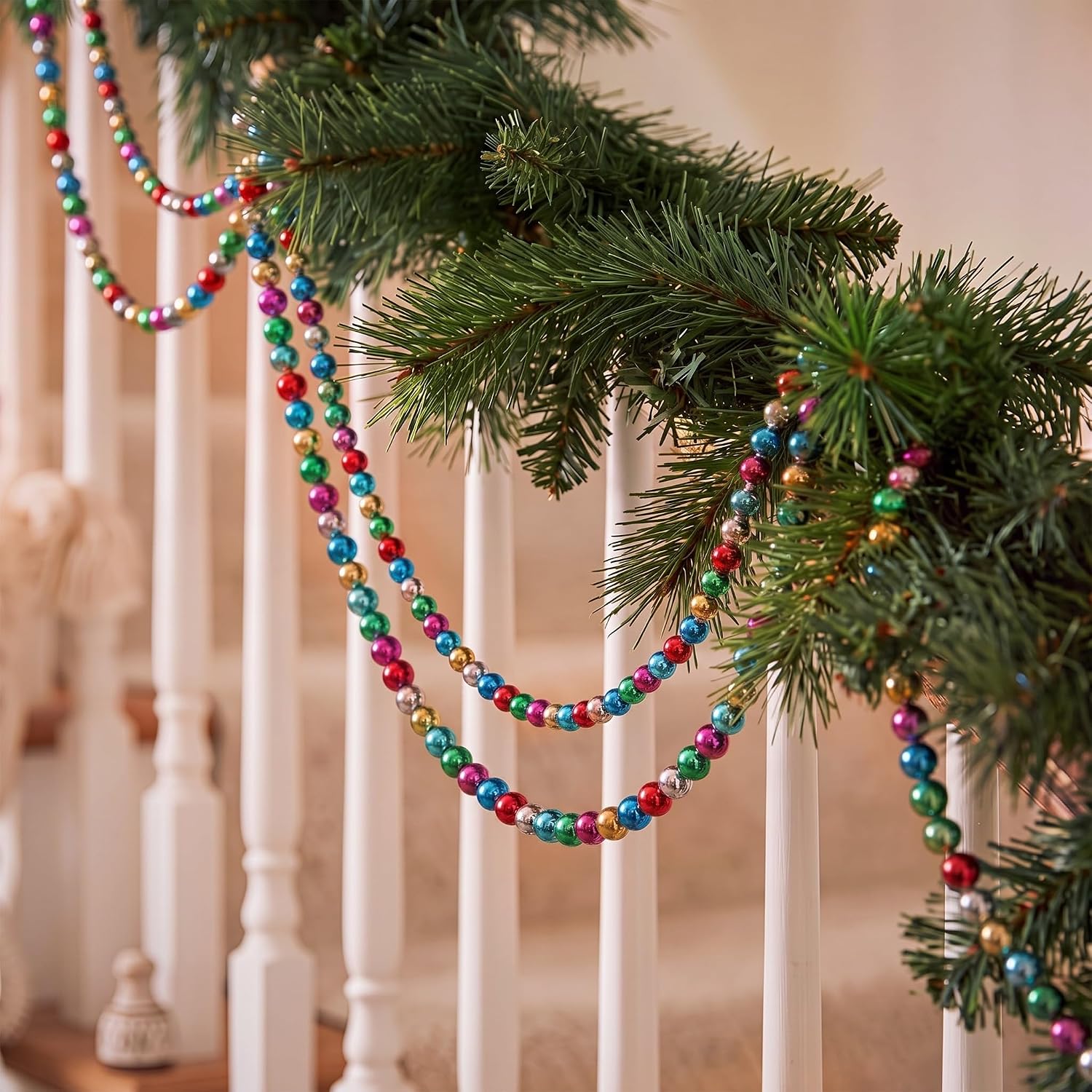Foilswirl 3 Pcs 90s Vintage Bead Garlands for Christmas Tree 40", Classic