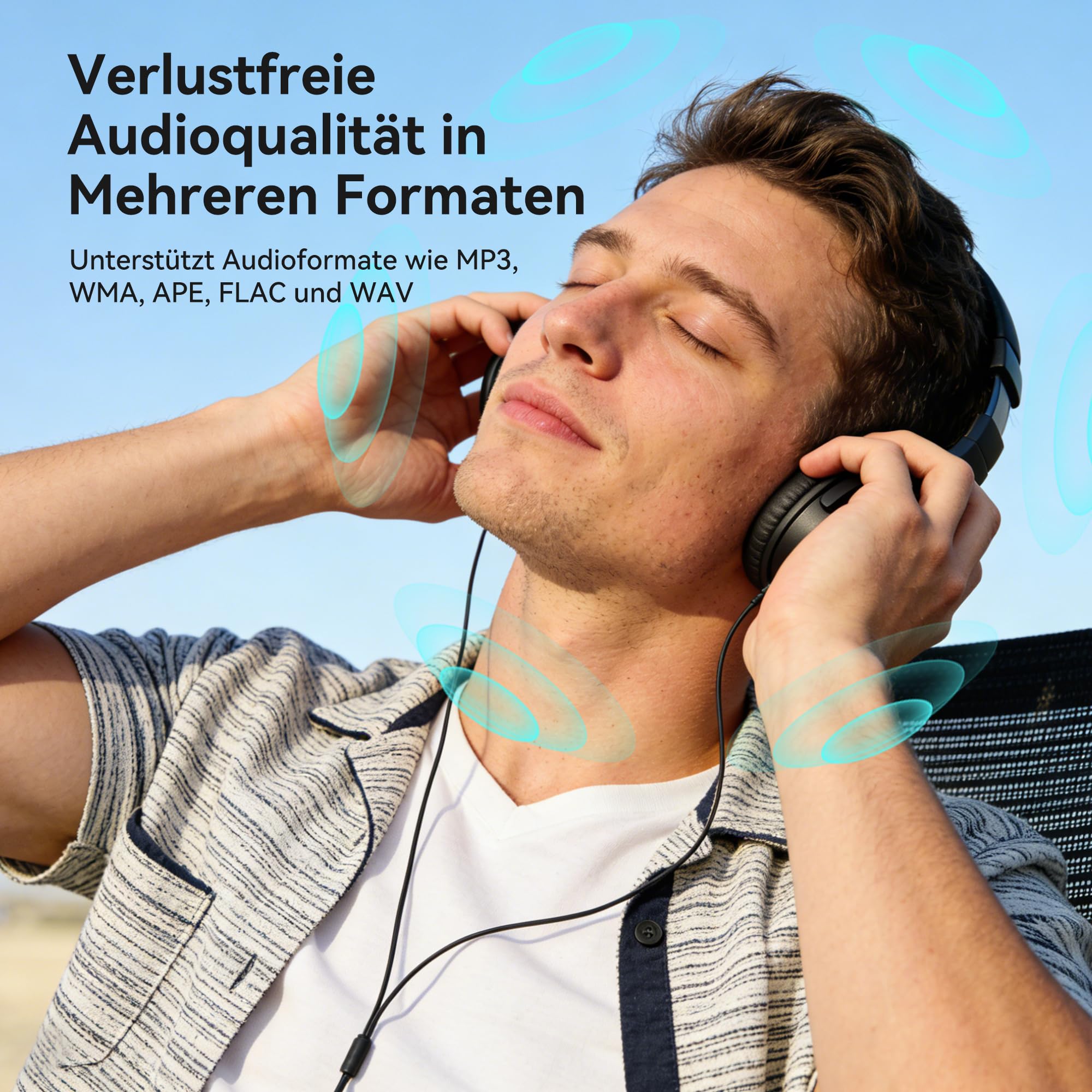 AGPTEK 64 GB USB-C MP3-Player, Tragbar 2-in-1 Typ-C- und USB-Musikplayer, USB Stick mit UKW-Radio, Aufnahme (Kein Bluetooth Unterstützung für Handy Verbindung