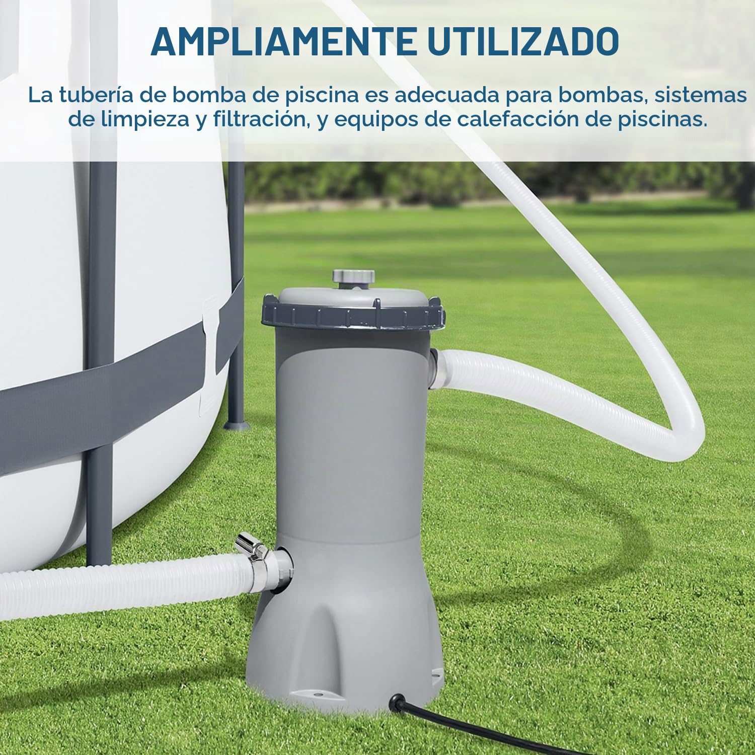 Manguera 32mm Piscina 2 Pezzi Tubo Piscina Manguera de repuesto con 4 Abrazaderas de Metal para Piscinas ElevadasCon adaptador de manguera de 32 mm(150CM) | 150 cm Manguera de repuesto para piscina Intex 330, 530 y 1000 GPH