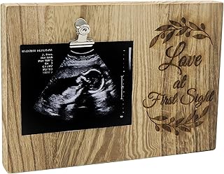 Sonogram Picture Frame， Keepsake Baby Ultrasound Frame，Love at First Sight Wood Photo Frame,Pregnancy Announcements Gender Reveal Gifts for Expectant Parents, Grandparents (love at first sight 3)