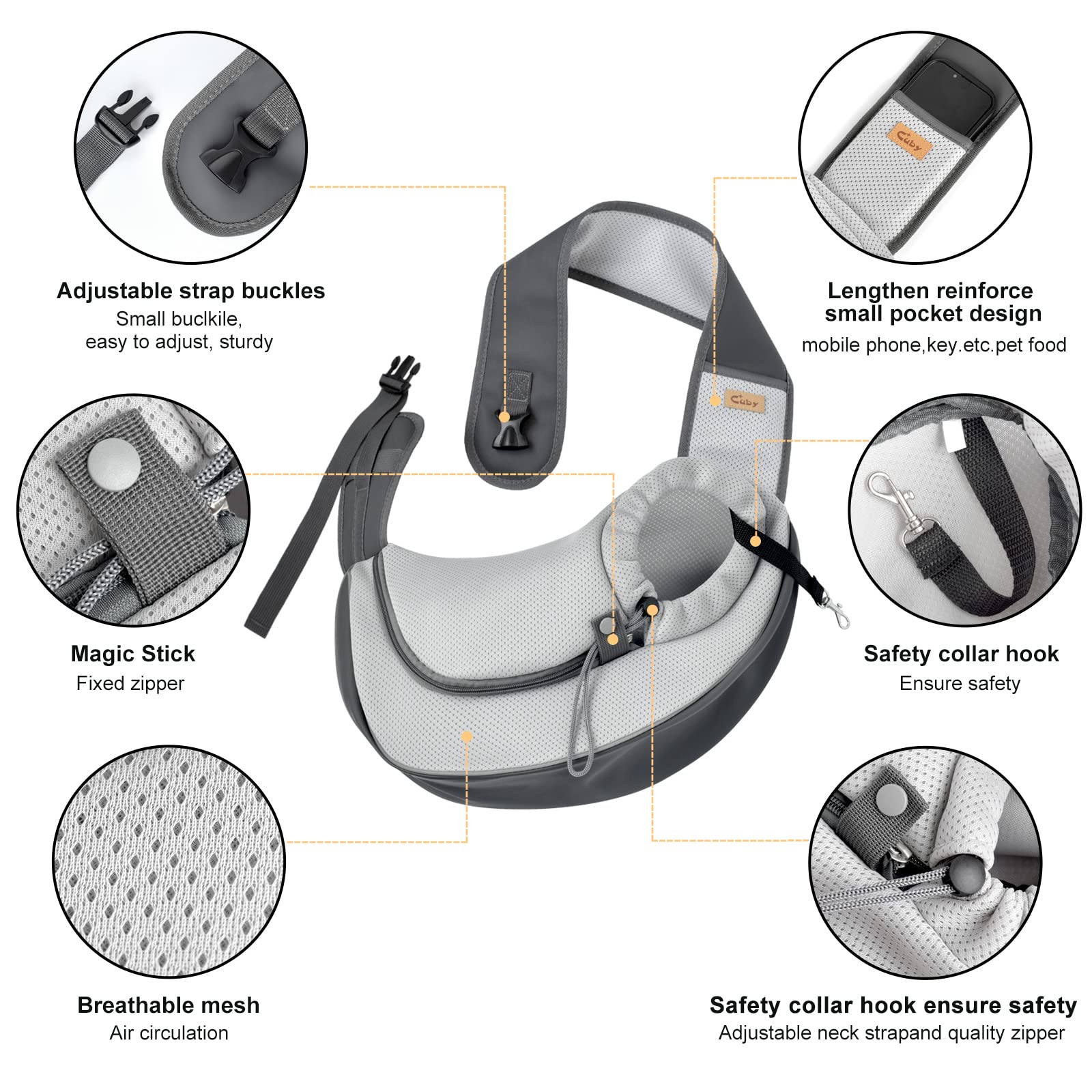 CUBY Pet Sling Carrier for Puppy Dog Dogs Sling Carrier Breathable, Safety Front Pocket Pet Sling Carrier - Image 3