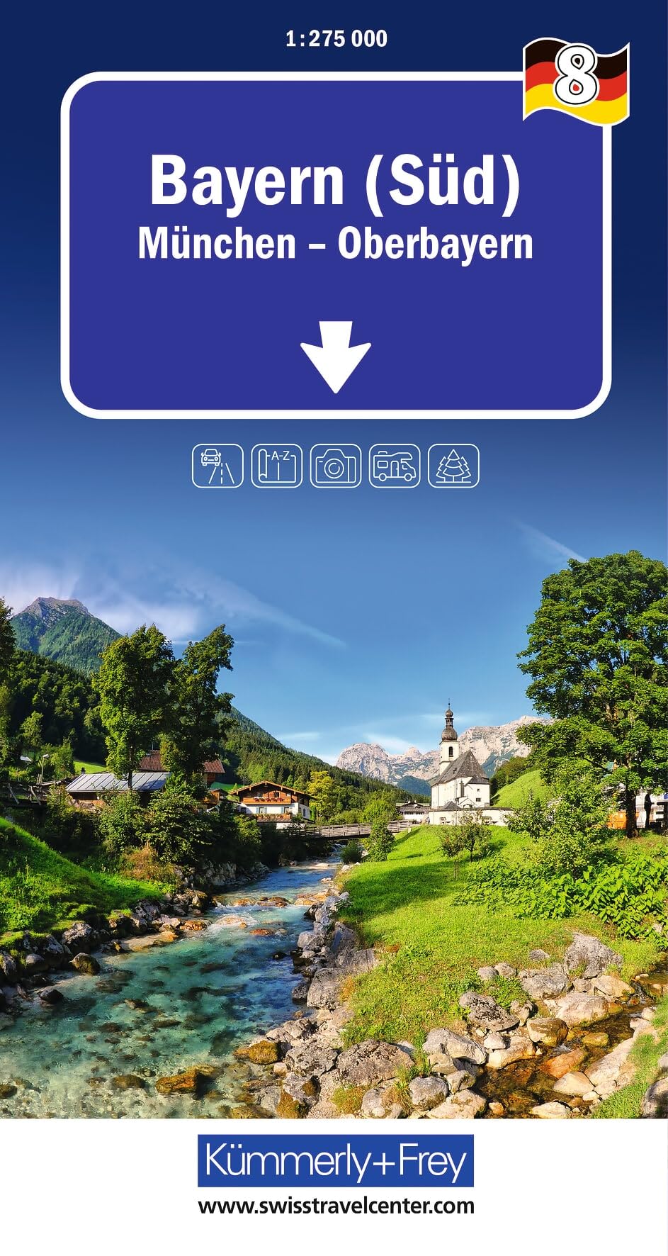 Bavaria South / München, Oberbayern (8): Mit München und Oberbayern. Inkl. Ortsverzeichnis und Reiseinformationen. Matt laminiert (Regional maps - Germany)