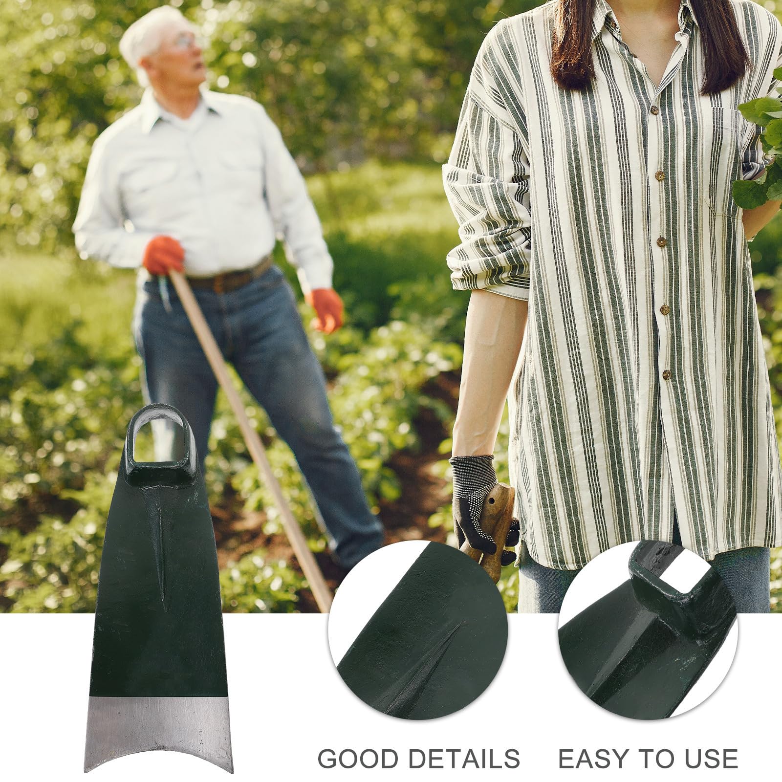 Luxshiny Cabeza de Azada de Acero Inoxidable para Jardinería Doméstica, Herramienta para Remover Tierra Ahorro de Energía y Amplia Aplicación en Huertos