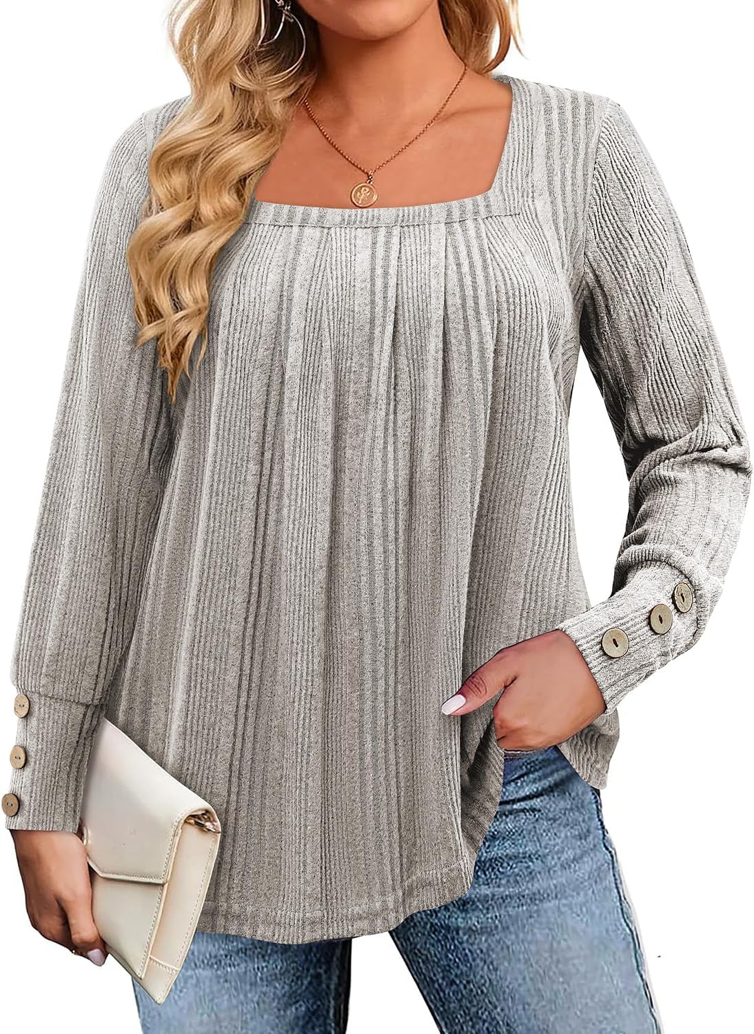 Siddhe Plus Size Womens Fall Fashion Tops Puff Long Sleeve Square Neck Sweater Dresses for Women Knit Casual Fall Fashion Clothes Loose Warm Winter (Floral Apricot,XXXL)