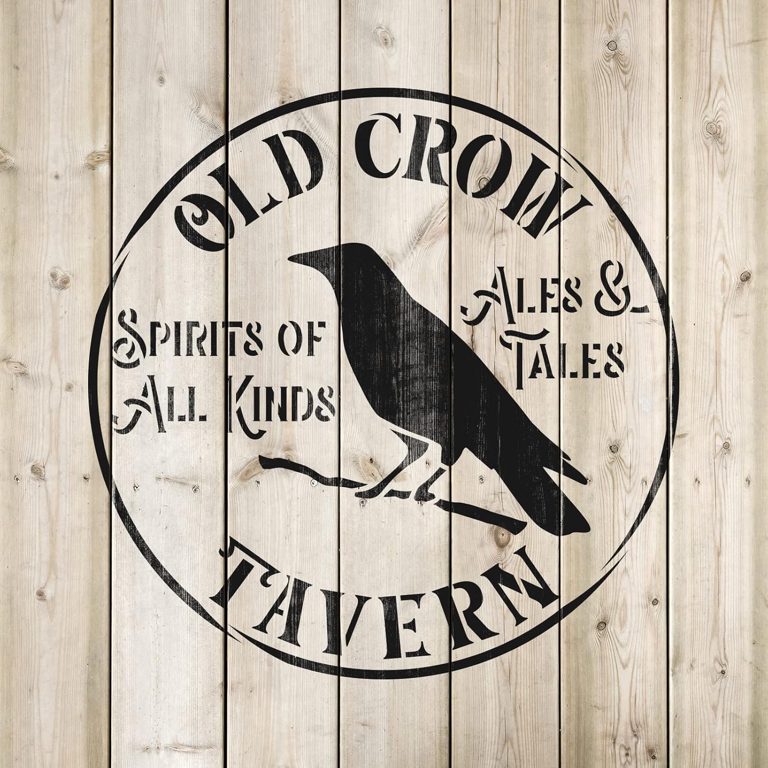 Old Crow Tavern Stencil - Unleash Creepy Creativity with Halloween Stencils, Stencils, Paint