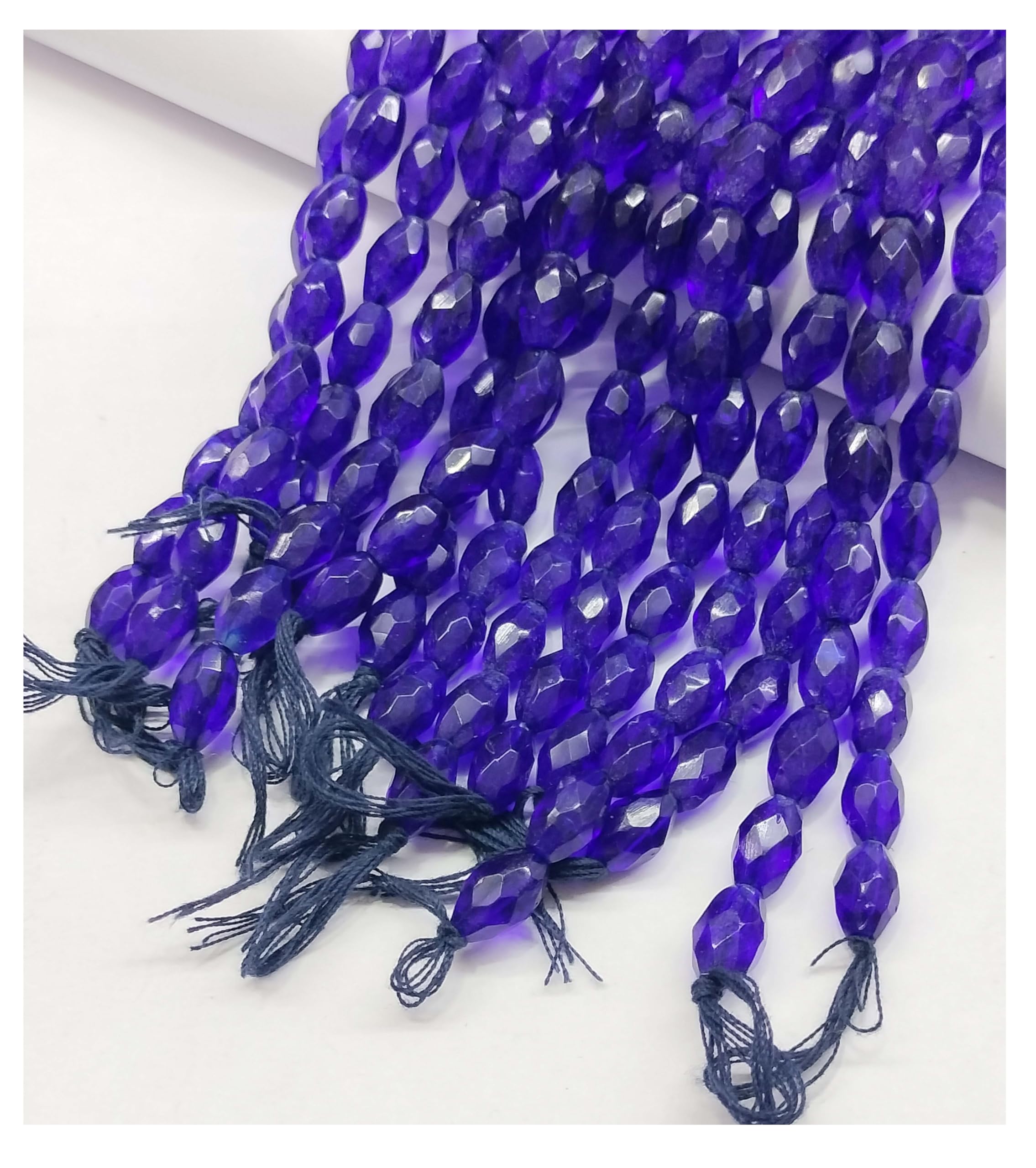 10X5mm 1 Line Cutting Glass Material Blue Color Oval Shape Beads for Jewellery Making kit Art & Crafts Materials for Necklace Bracelet Earring Making Materials (25+ Piece Each Line)-image-8