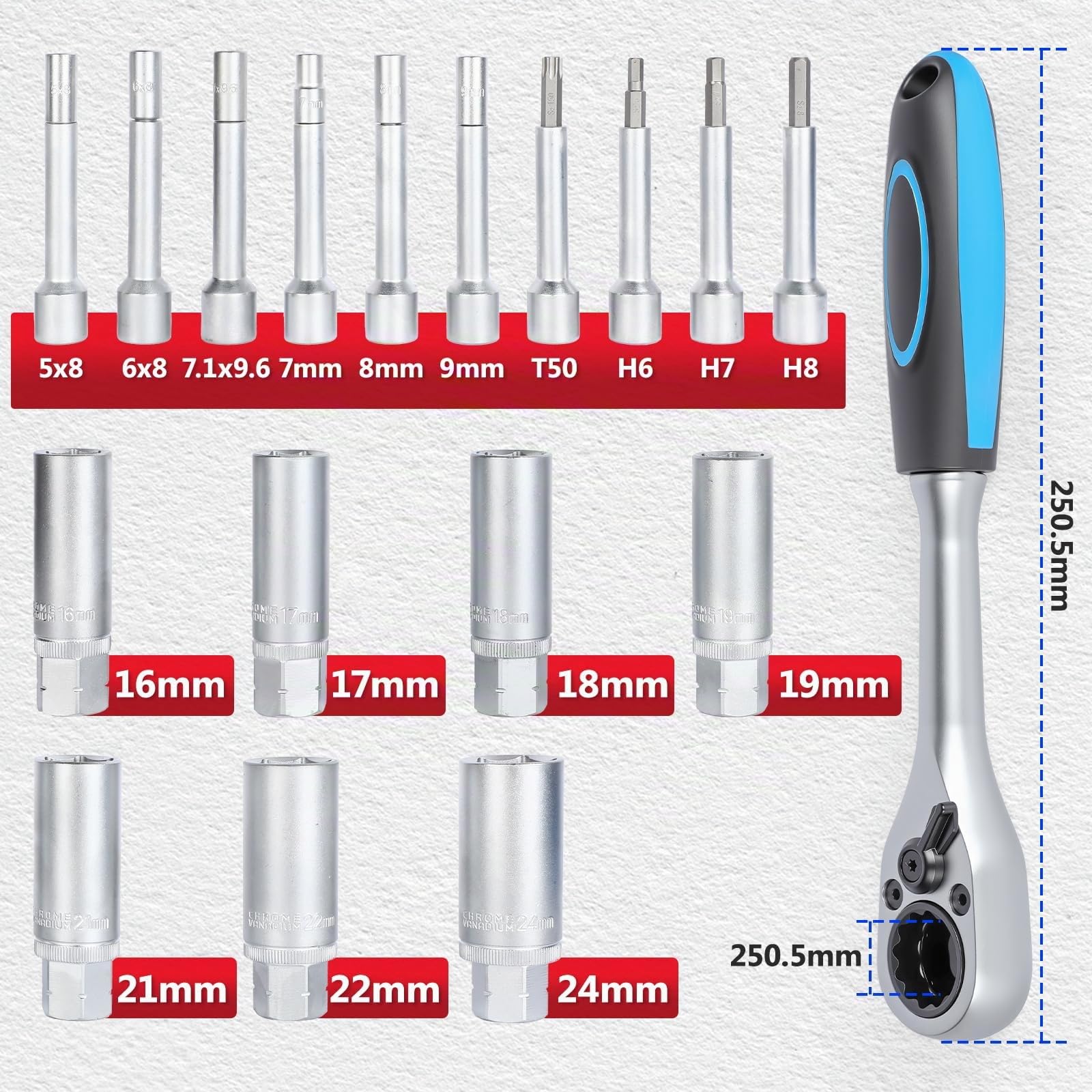 Lot de 18 outils d'amortisseurs, 1/2", écarteur de jambe de force CR-V pour changement de jambe de suspension, réparation de paliers de jambe de force et amortisseurs arrière