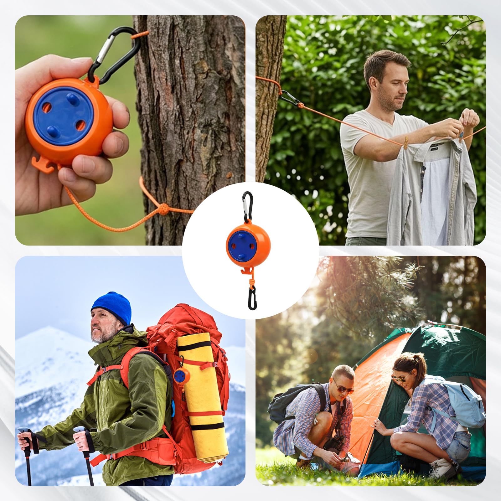 2 Stück Wäscheleine Ausziehbar, Camping Wäscheleine, Tragbare Reise Ausziehbare Wäscheleine Camping, Robust Aufrollbar Reise Wäscheleine für Outdoor Garten Balkon Wohnmobil