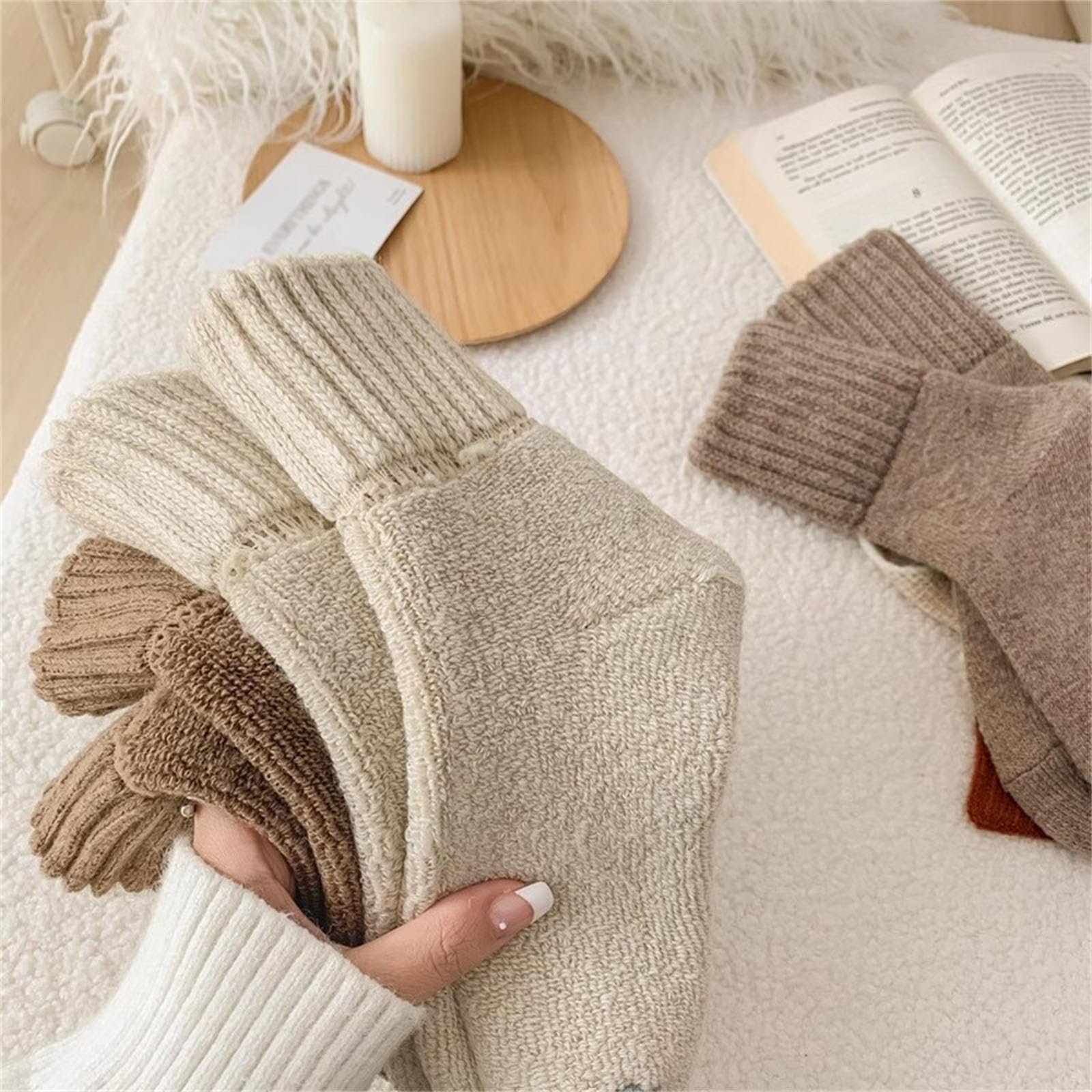 5 pares de calcetines térmicos gruesos para mujer, calcetines térmicos de invierno, cálidos, con cojín completo, para clima frío extremo, senderismo, trabajo