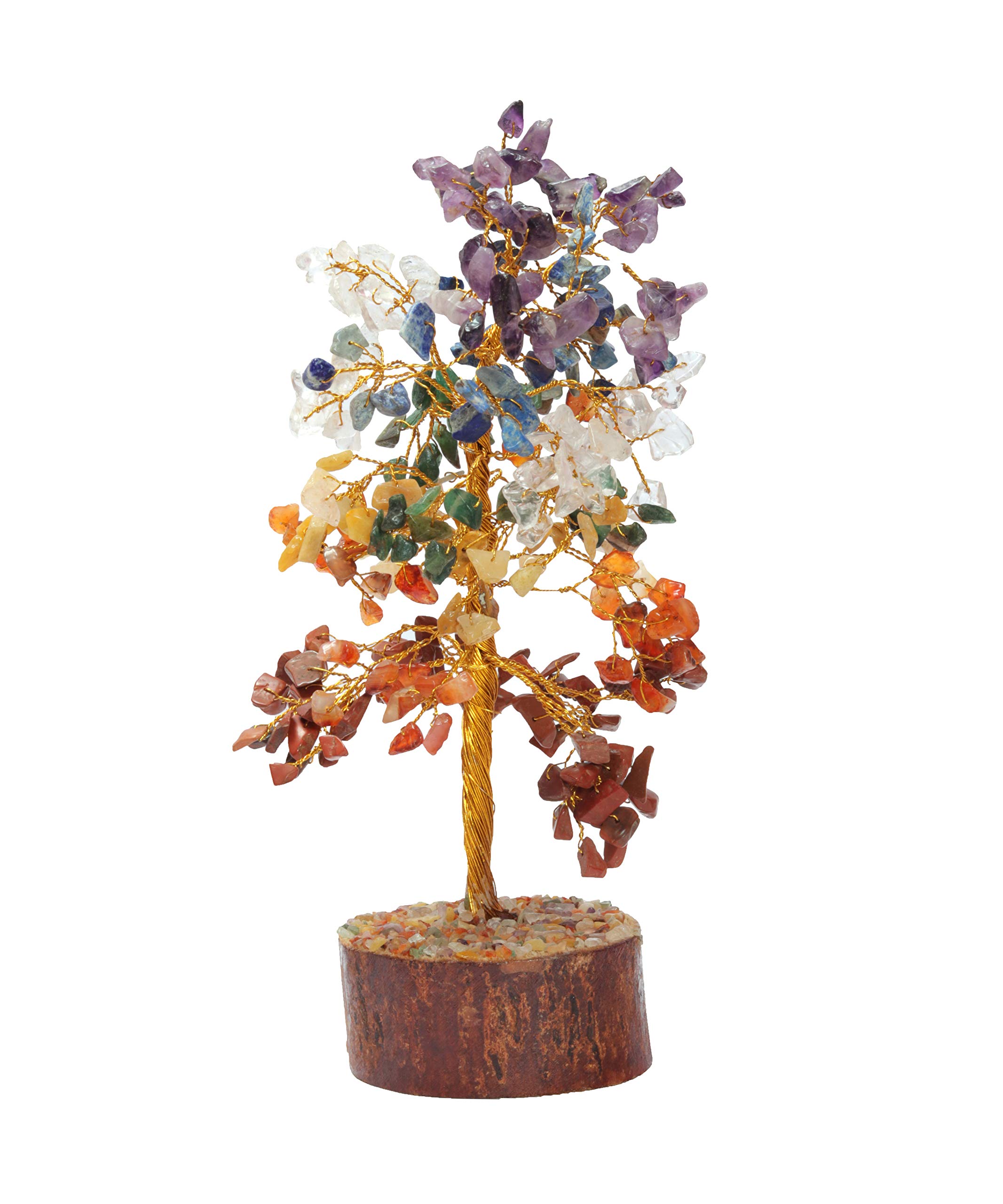 Divine Crystals7 Chakra Gemstone Tree 300 Beads Bonsai Tree Amethyst Lapis Clear Quartz Green Aventurine Yellow Jasper Carnelian Red Jasper
