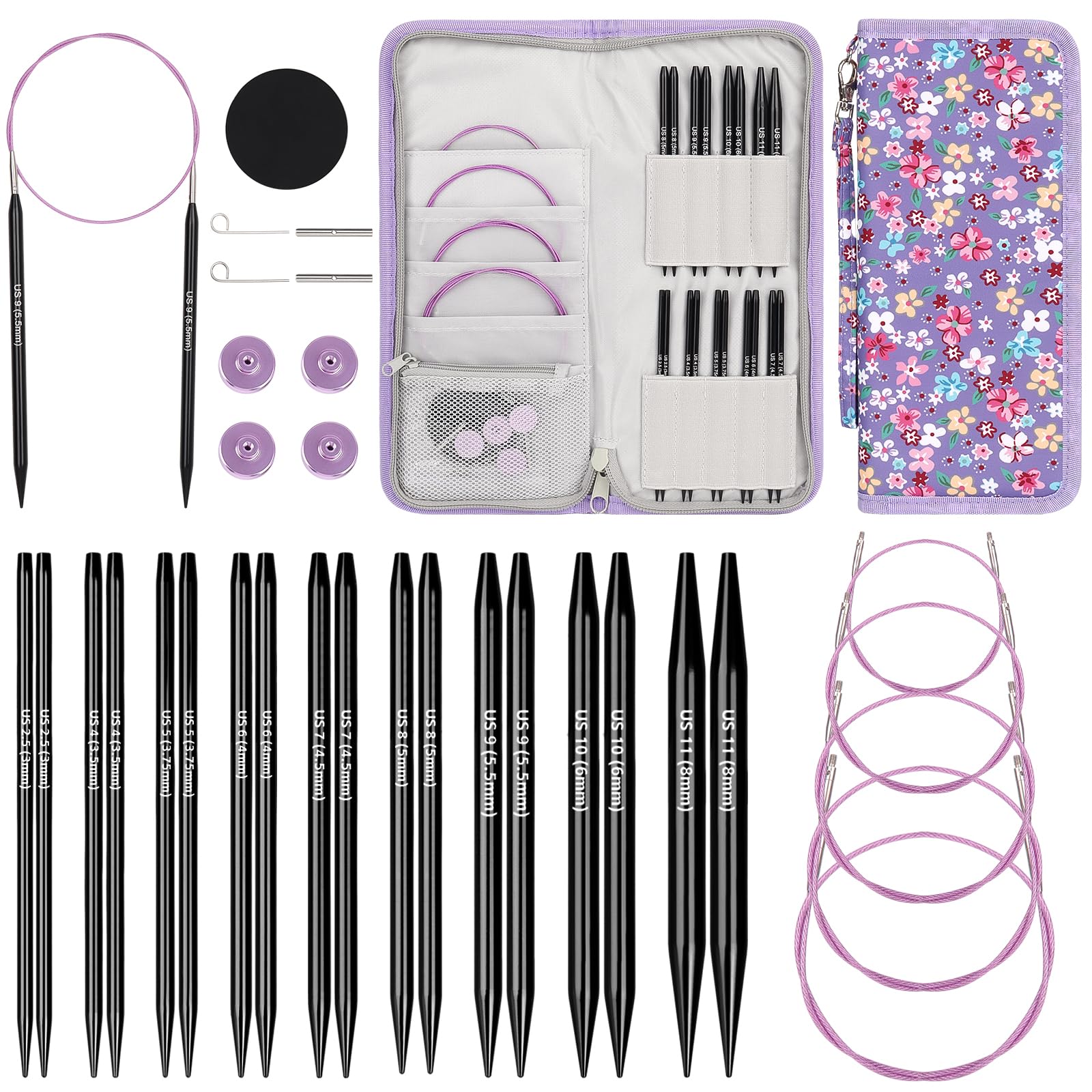 Amazon.com: Katech Interchangeable Knitting Needles Set- 9 Pairs