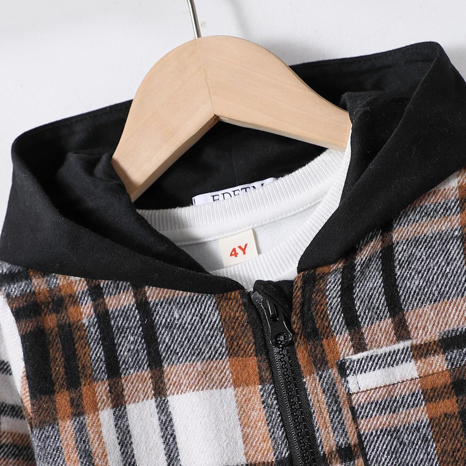 2Pcs Boys Clothes Zip Up Plaid Flannel Shirt Tops Pants Set Hoodie Sweatsuit for Fall Winter Spring Outfits - Image 5