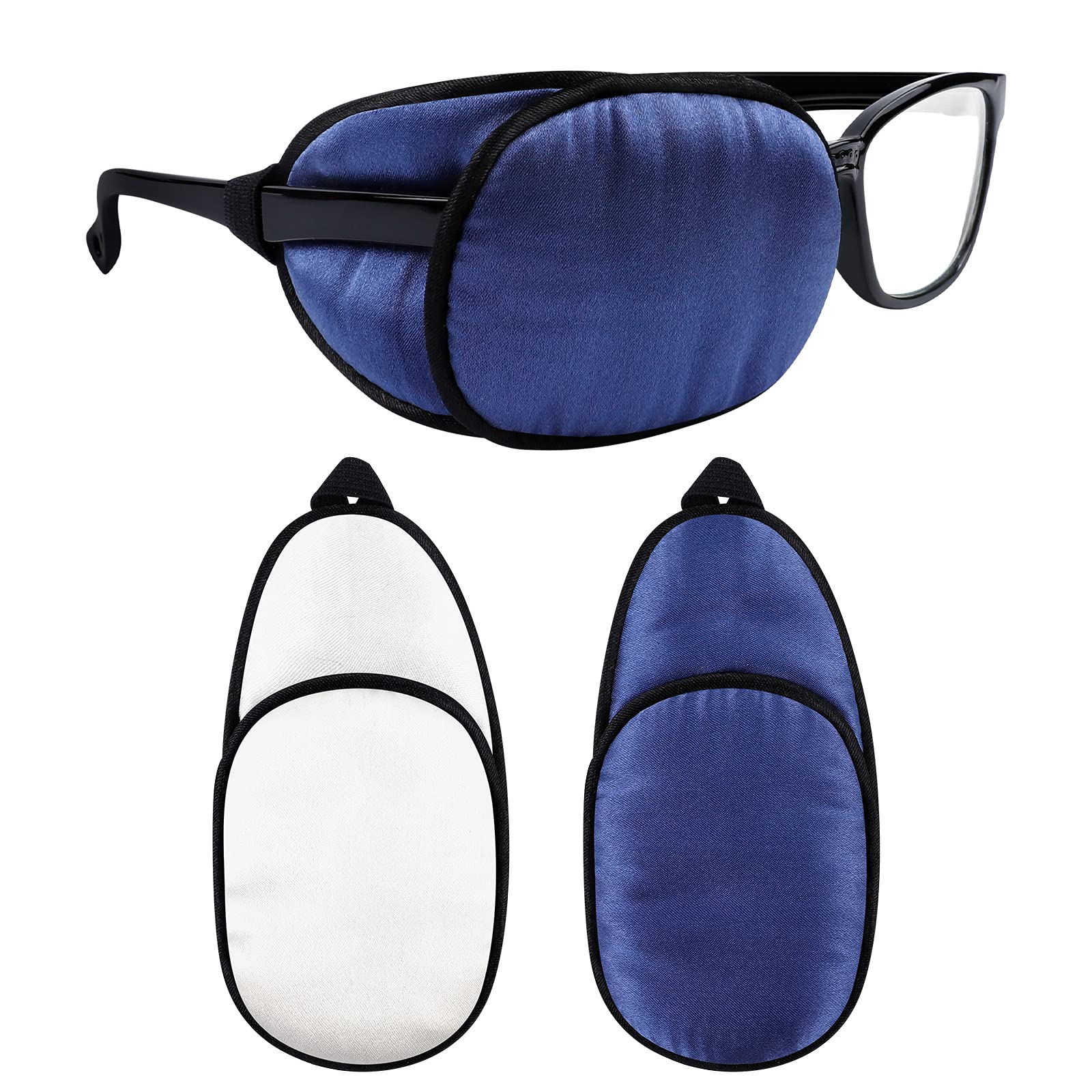 eZAKKAEye Patches for Adults, Eye Patch for Glasses Silk Patch for Lazy Eye Amblyopia Strabismus and After Surgery (Purple and White)