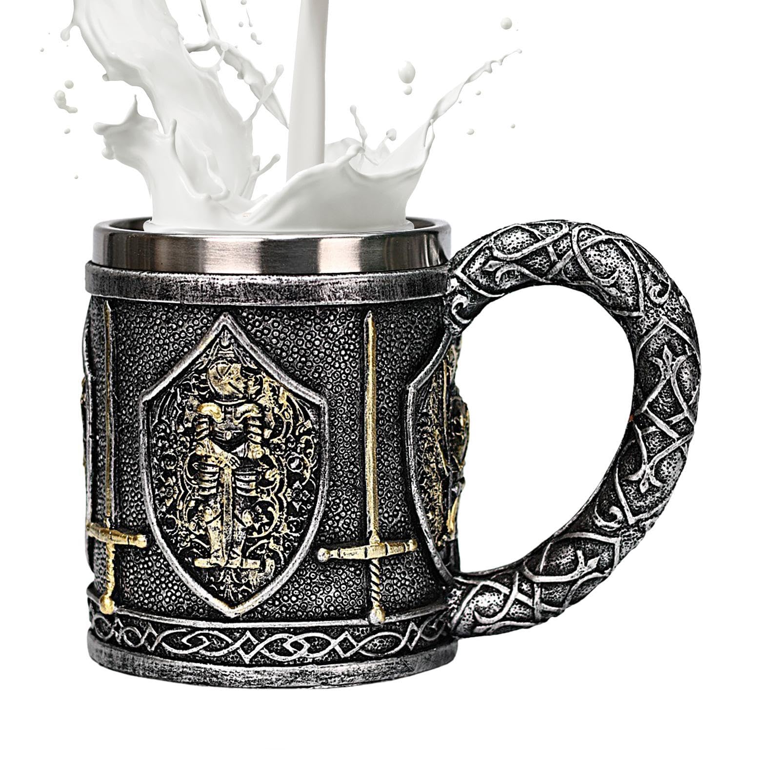 Chope à Bière En Acier Inoxydable - Chope à Bière Médiévale à Thème Dragon Renaissance, Tasse à