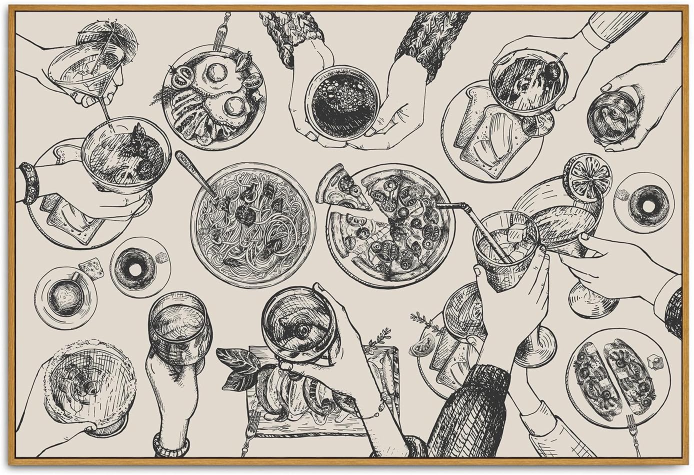 Roslynity Lienzo enmarcado, clásico, fiesta, amigos, brindis, lindo, minimalista, medio siglo, moderno, abstracto, retro, hogar, sala de estar,