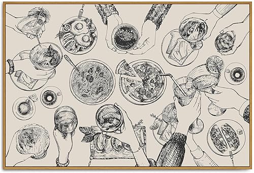 Roslynity Lienzo enmarcado, clásico, fiesta, amigos, brindis, lindo, minimalista, medio siglo, moderno, abstracto, retro, hogar, sala de estar,