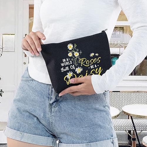 Miniatura 5 de LEVLO Bolsa de cosméticos con diseño de margaritas regalo para amantes de las margaritas regalo en un mundo lleno de rosas Be A Margarita bolsa de