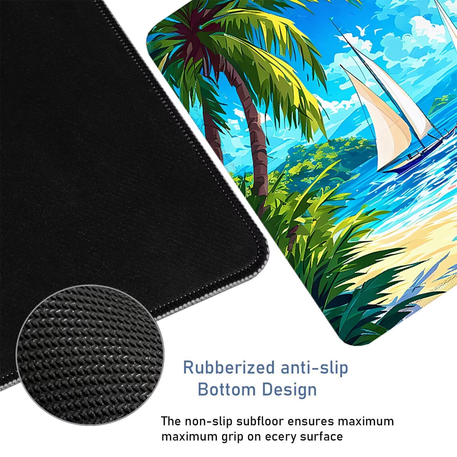 Podkładka pod mysz do gier XXL 900 x 400 x 5 mm, niebieska podkładka pod mysz oceaniczną pod ręką na biurko z antypoślizgową gumową podstawą, podkładka pod mysz do gier akcesoria poprawiające szybkość
